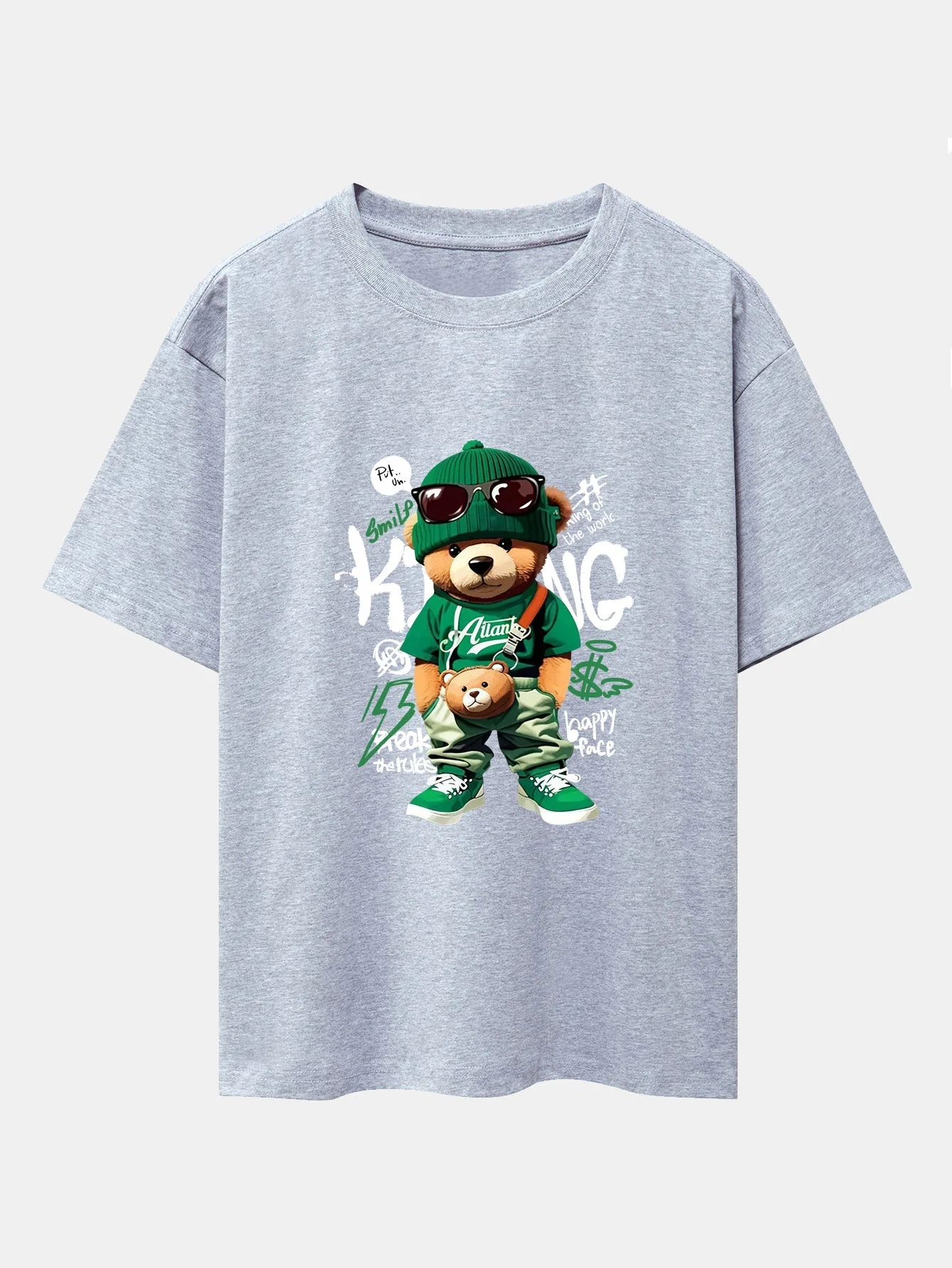 Micaías® | Graffiti Bear Print Drop Shoulder Oversize T-Shirt - Image 13