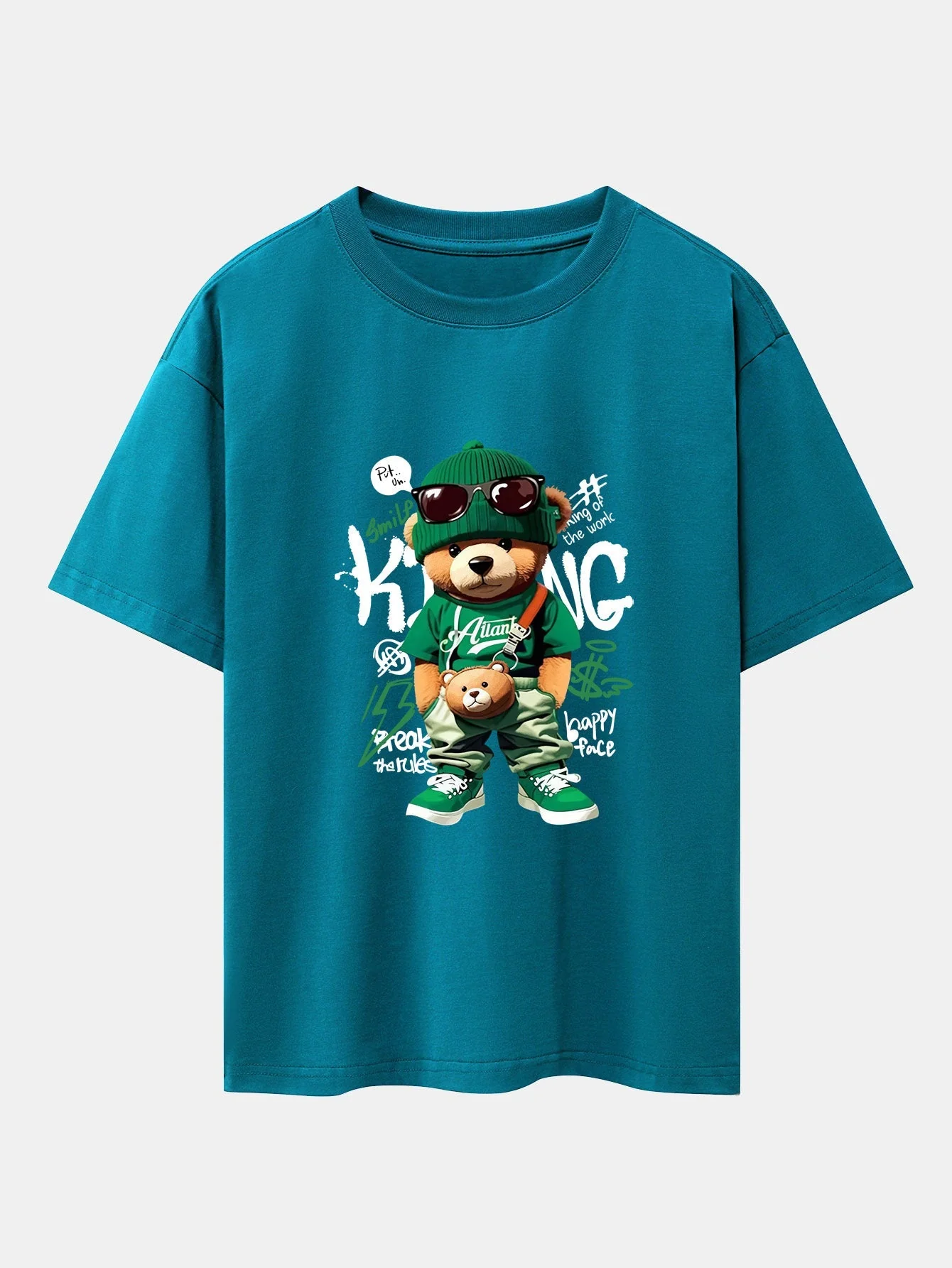 Micaías® | Graffiti Bear Print Drop Shoulder Oversize T-Shirt - Image 2