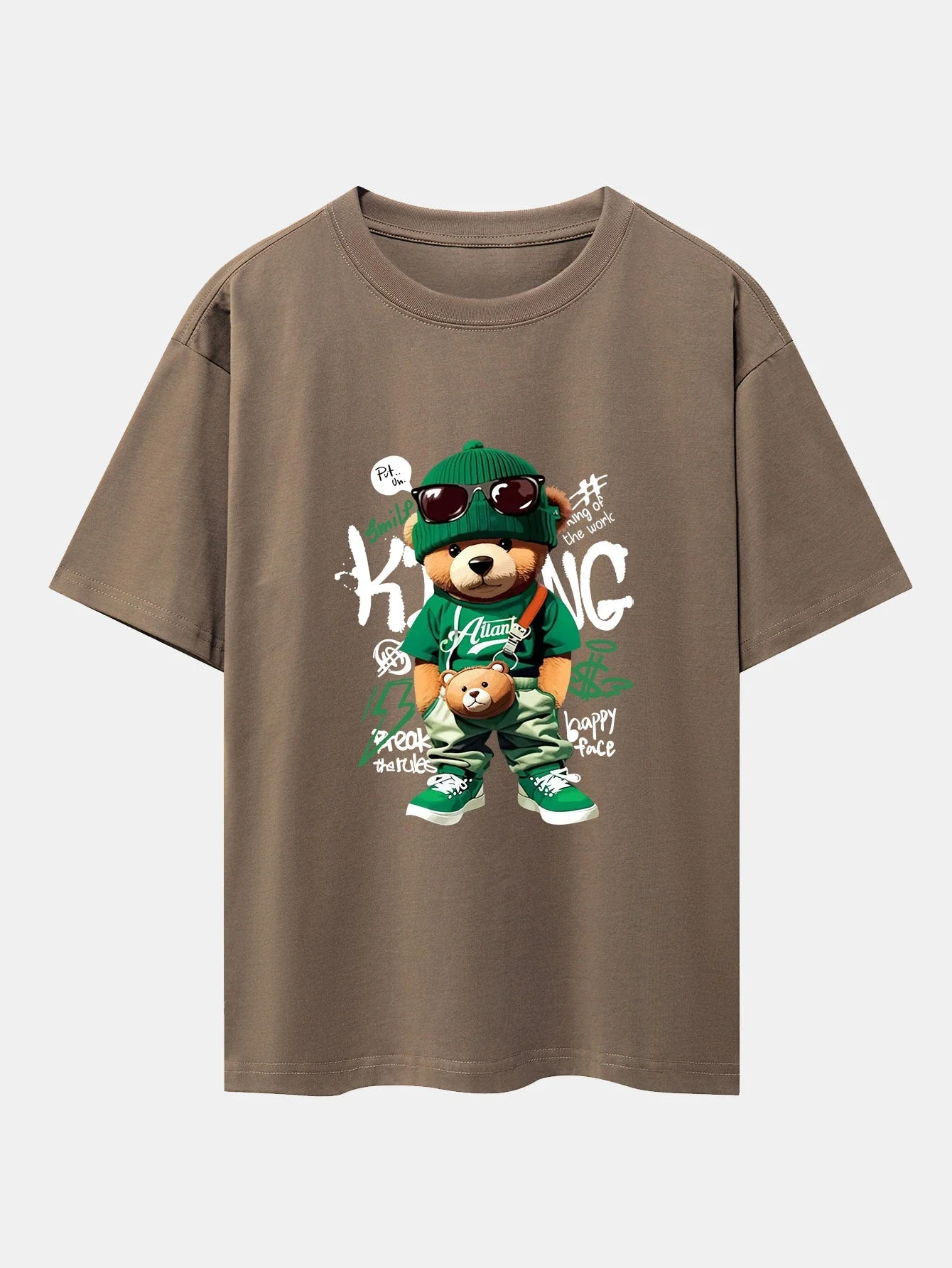 Micaías® | Graffiti Bear Print Drop Shoulder Oversize T-Shirt - Image 3
