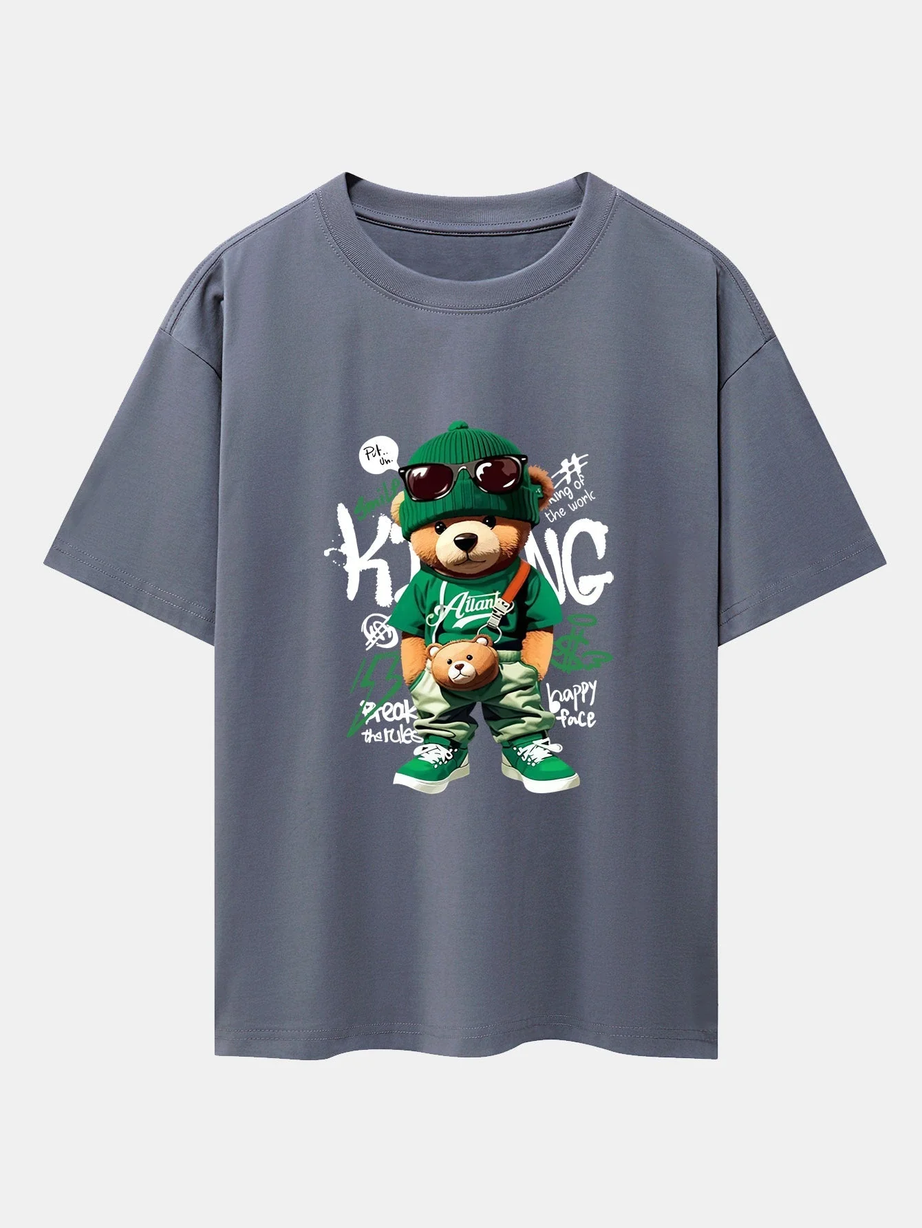 Micaías® | Graffiti Bear Print Drop Shoulder Oversize T-Shirt - Image 4