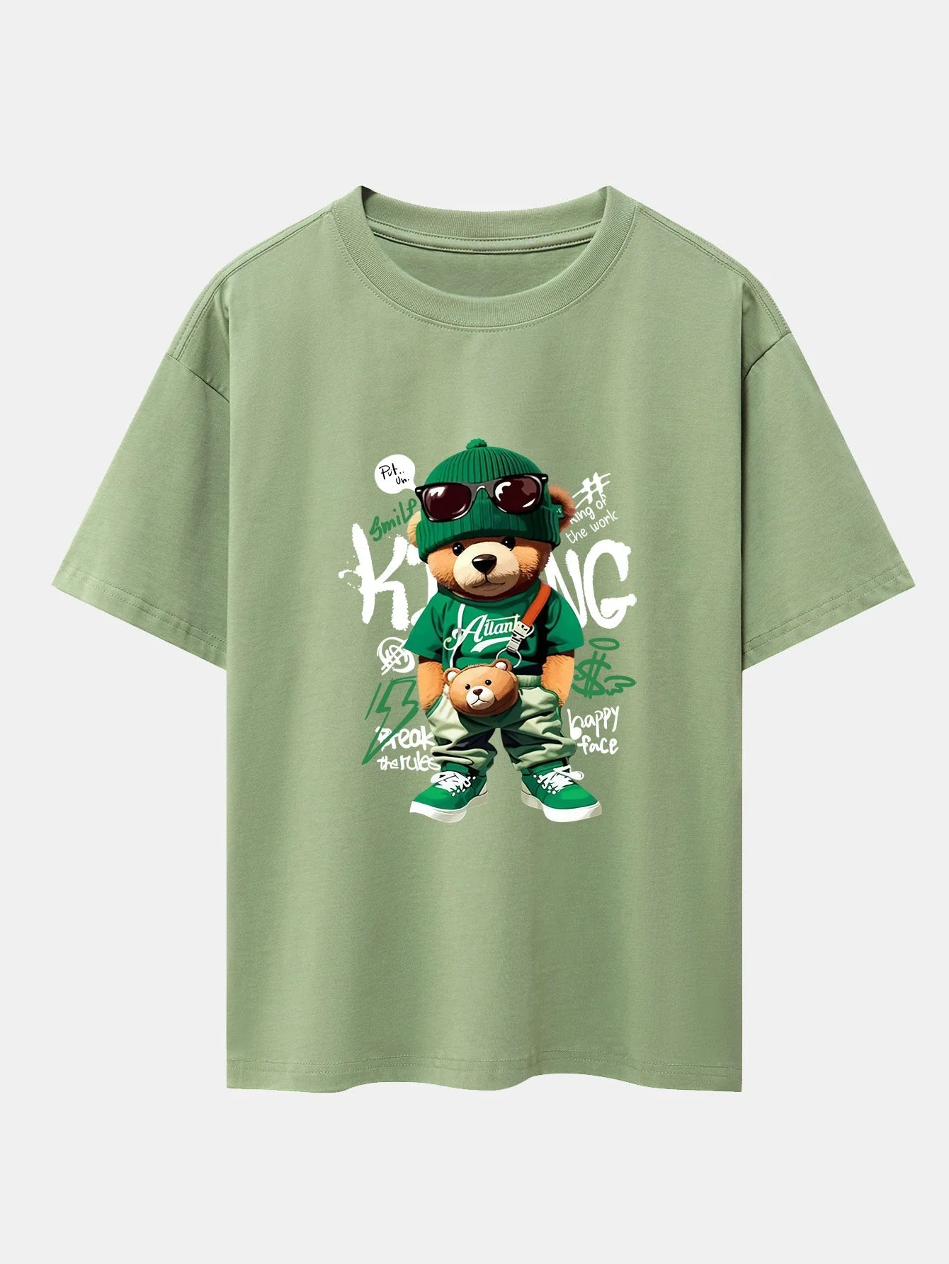 Micaías® | Graffiti Bear Print Drop Shoulder Oversize T-Shirt - Image 6