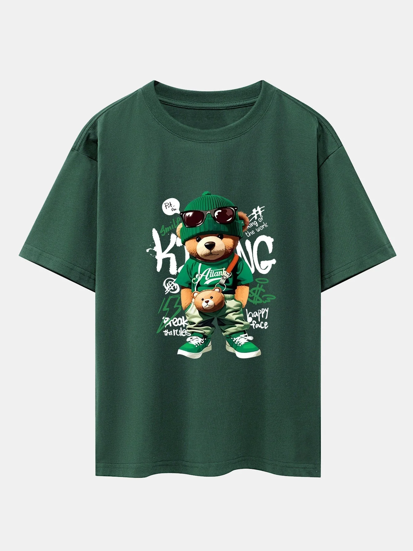 Micaías® | Graffiti Bear Print Drop Shoulder Oversize T-Shirt - Image 7
