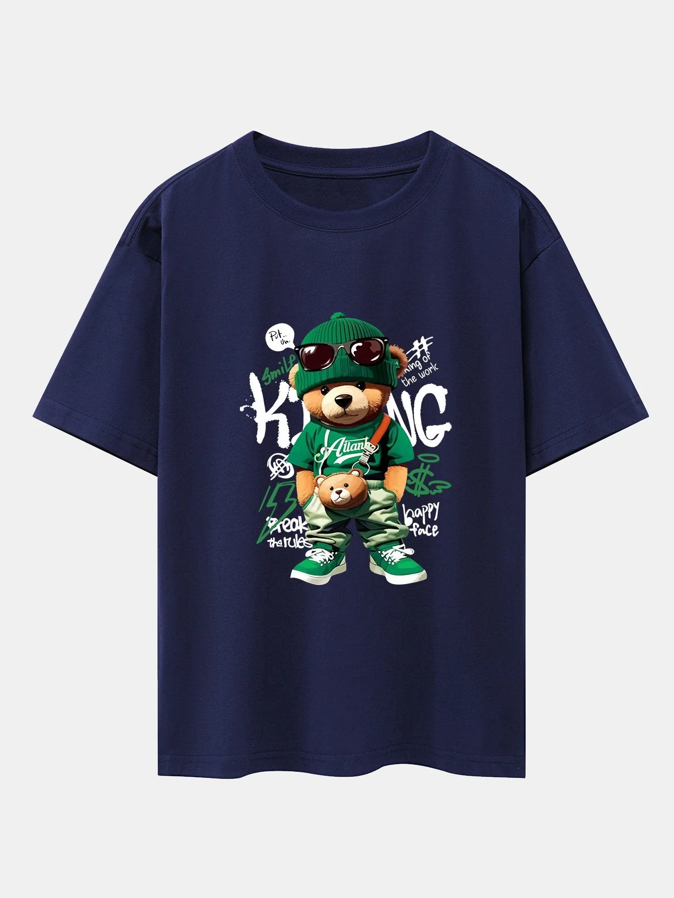 Micaías® | Graffiti Bear Print Drop Shoulder Oversize T-Shirt - Image 8
