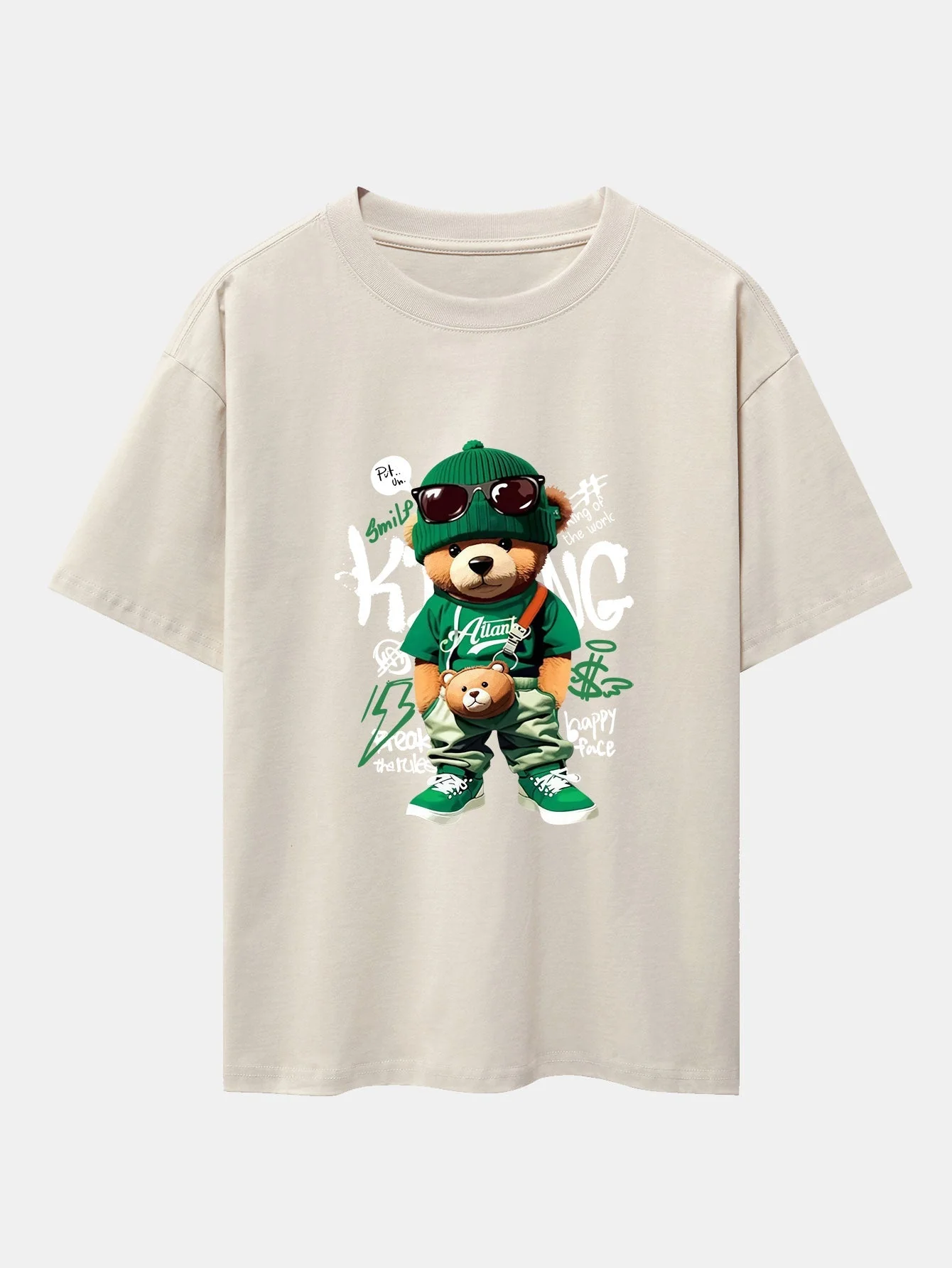 Micaías® | Graffiti Bear Print Drop Shoulder Oversize T-Shirt - Image 9