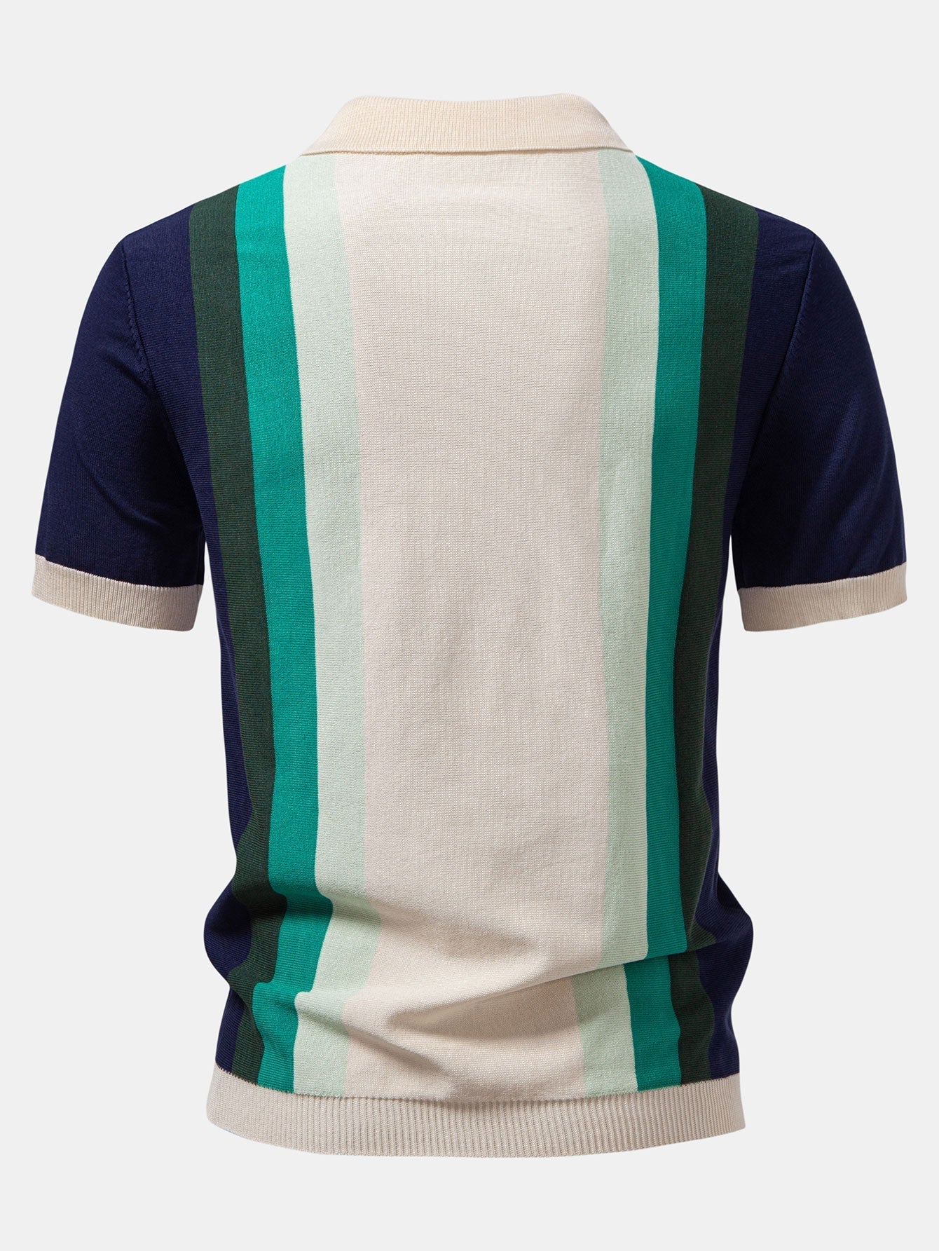 Michael | Striped Knitted Polo Shirt - Image 2