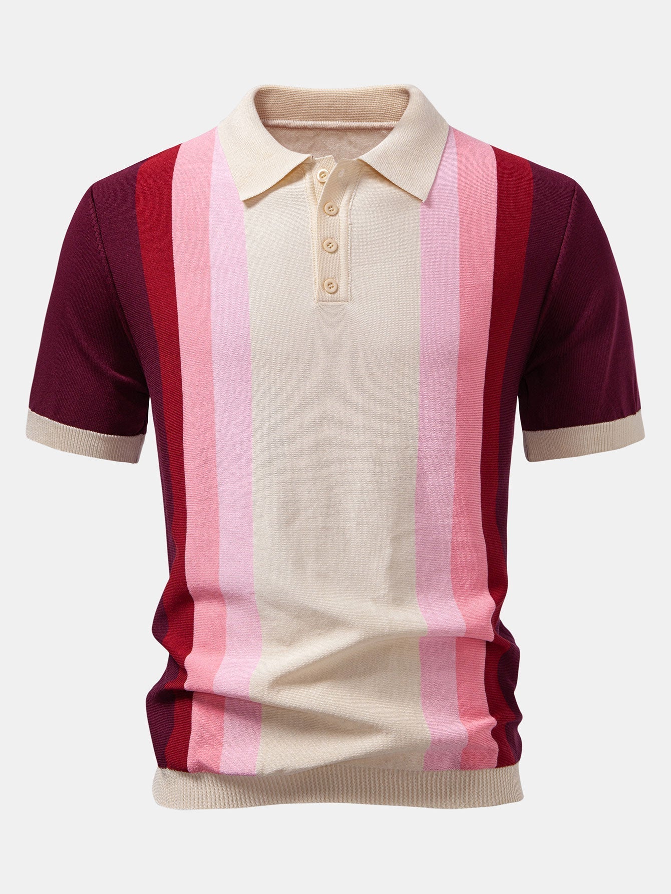 Michael | Striped Knitted Polo Shirt - Image 3