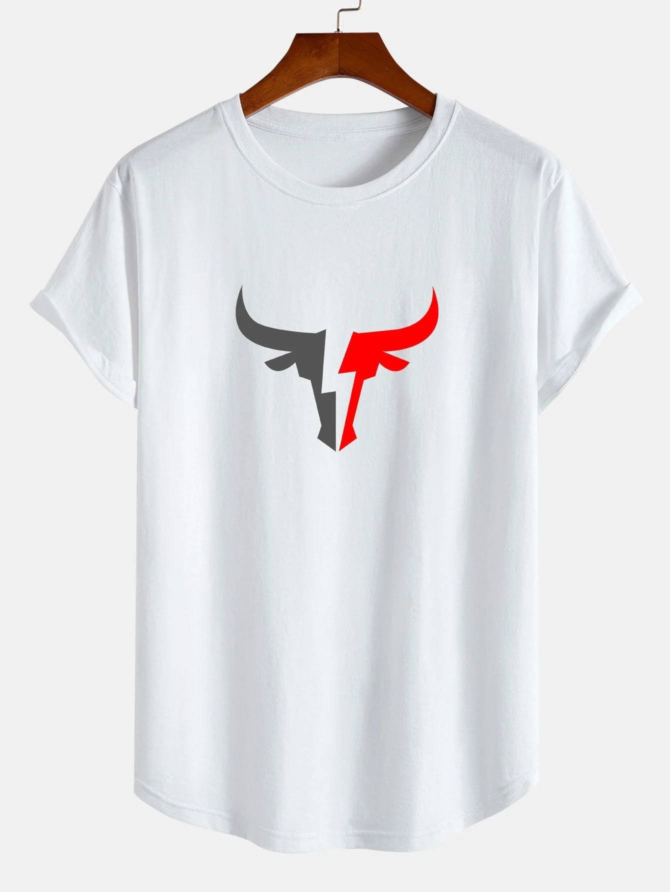 Miguel® | Bull Print Cotton Arc Hem T-Shirt - Image 3
