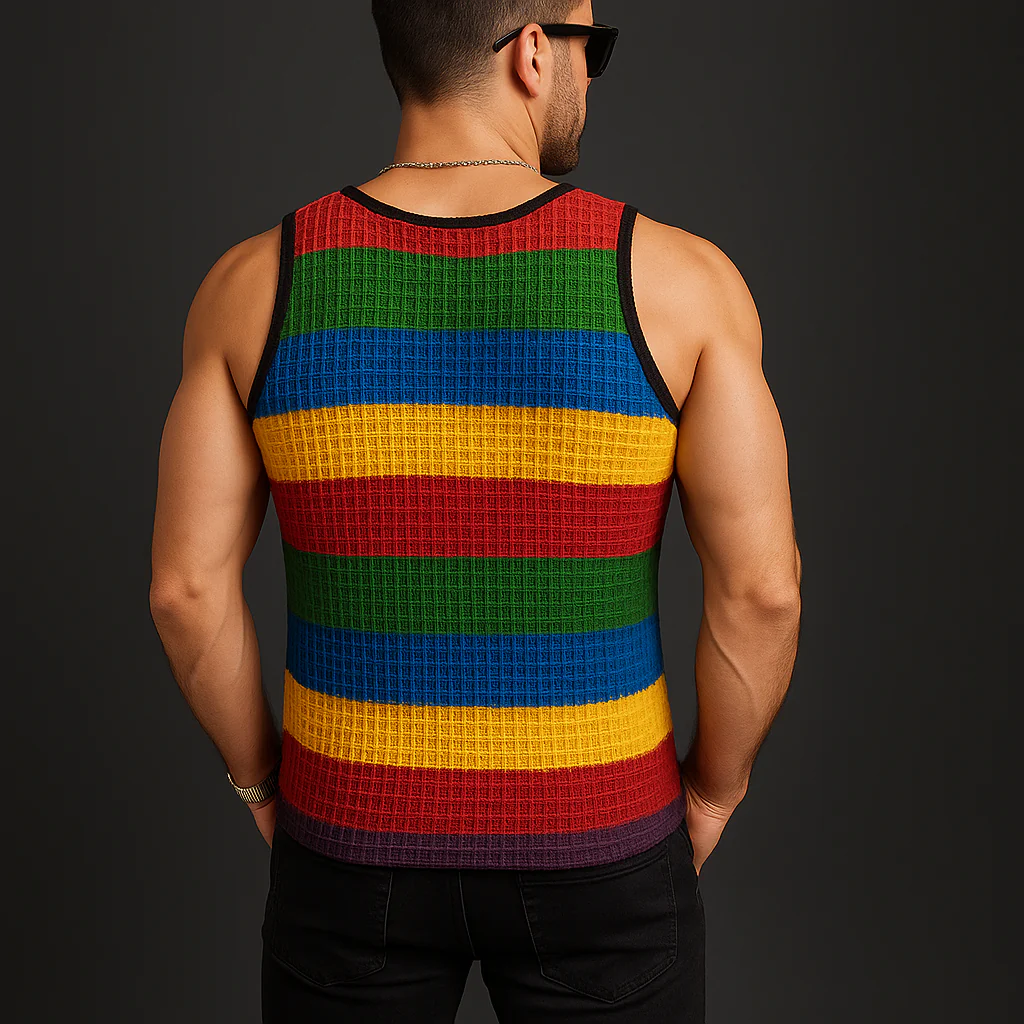 Miguel | Men'S Summer Fashion Colorful Striped Knitted Sleeveless Tank Top - Image 3