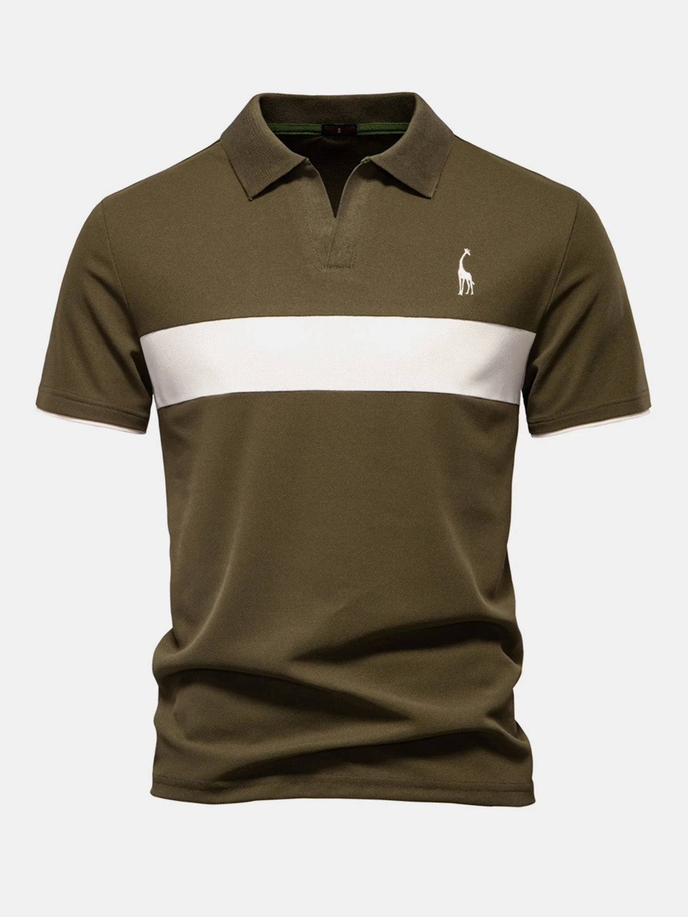 Miles | Contrast Pique V Neck Polo Shirt - Image 10