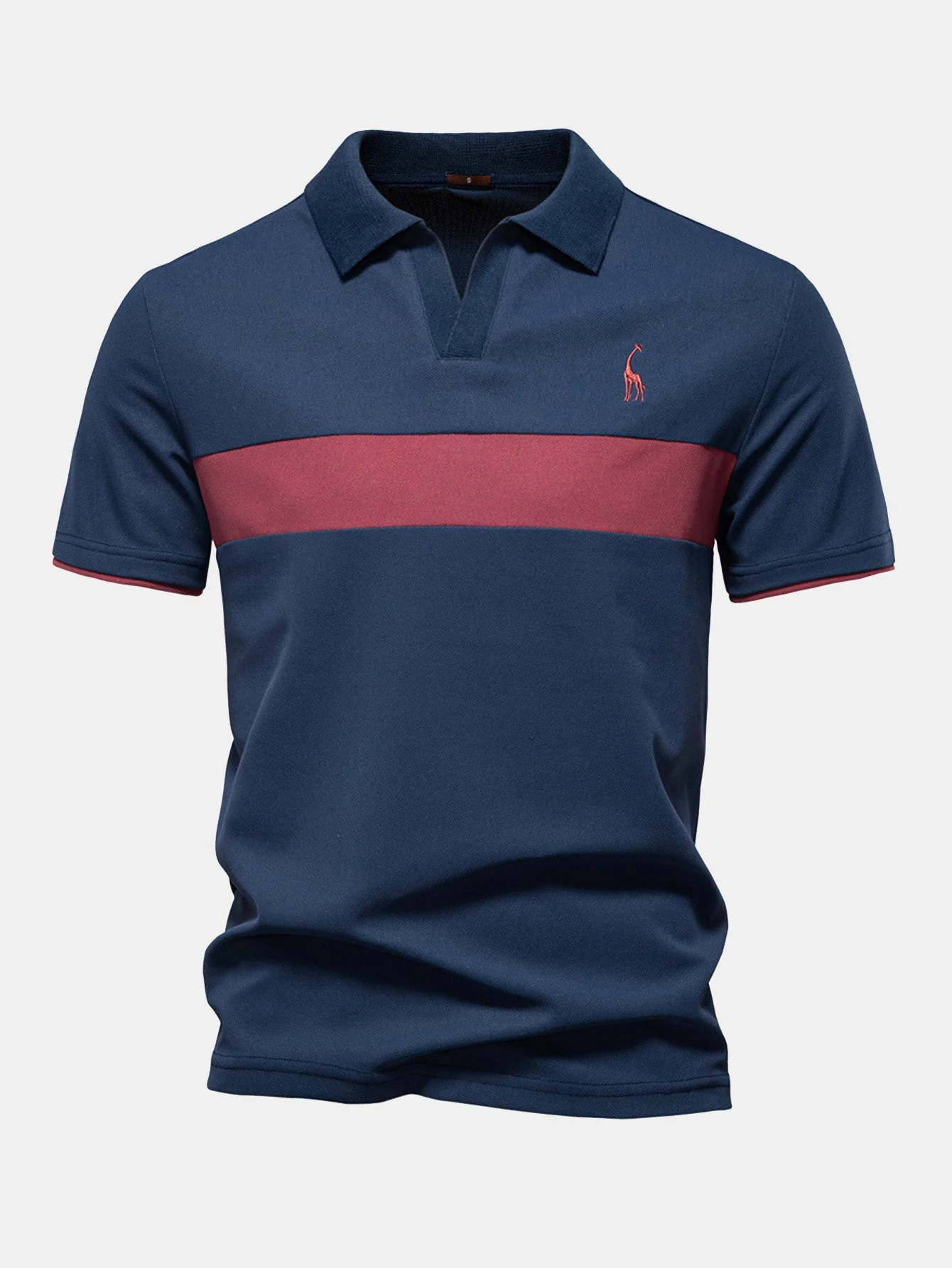 Miles | Contrast Pique V Neck Polo Shirt - Image 7
