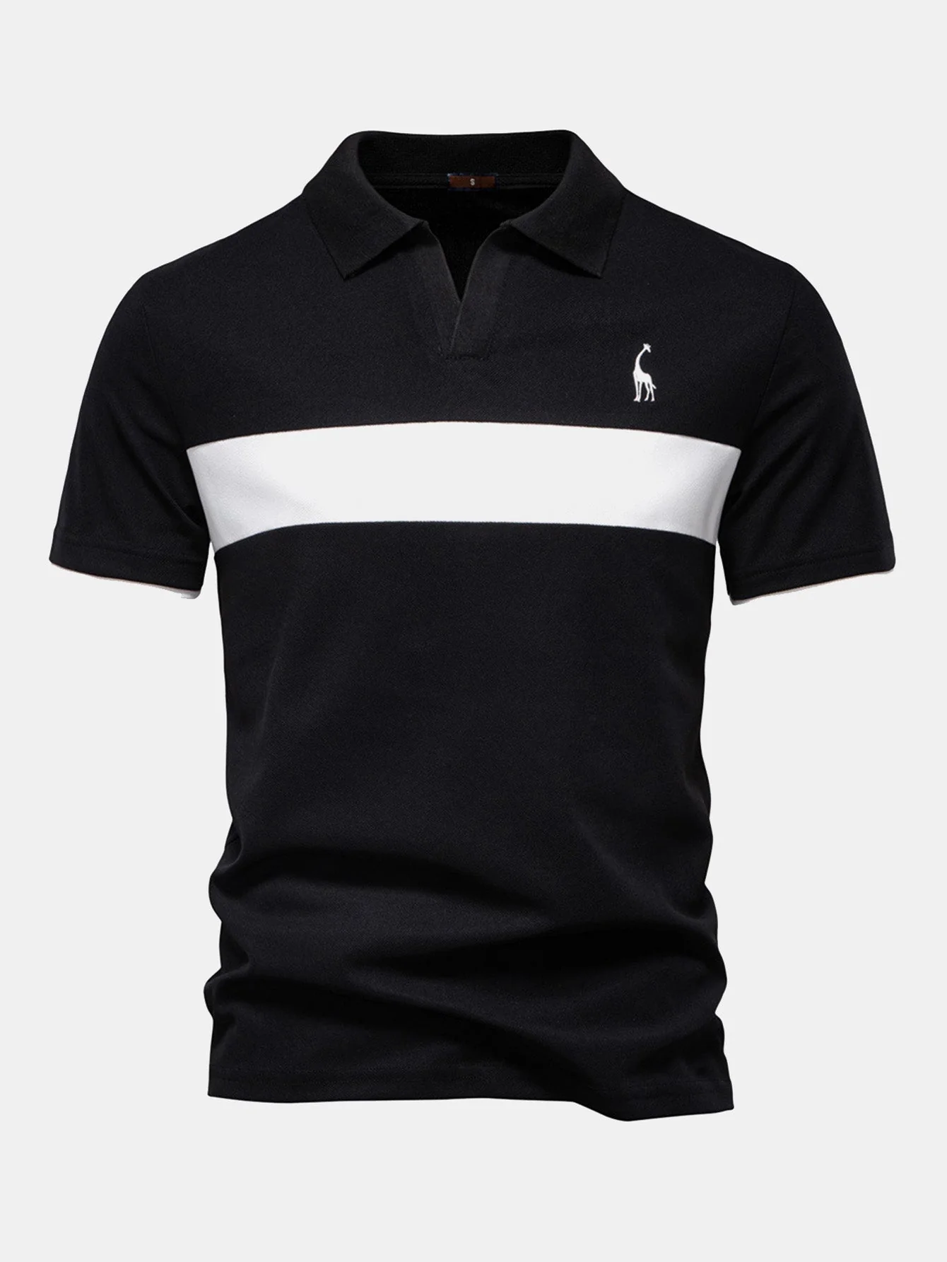 Miles | Contrast Pique V Neck Polo Shirt - Image 9
