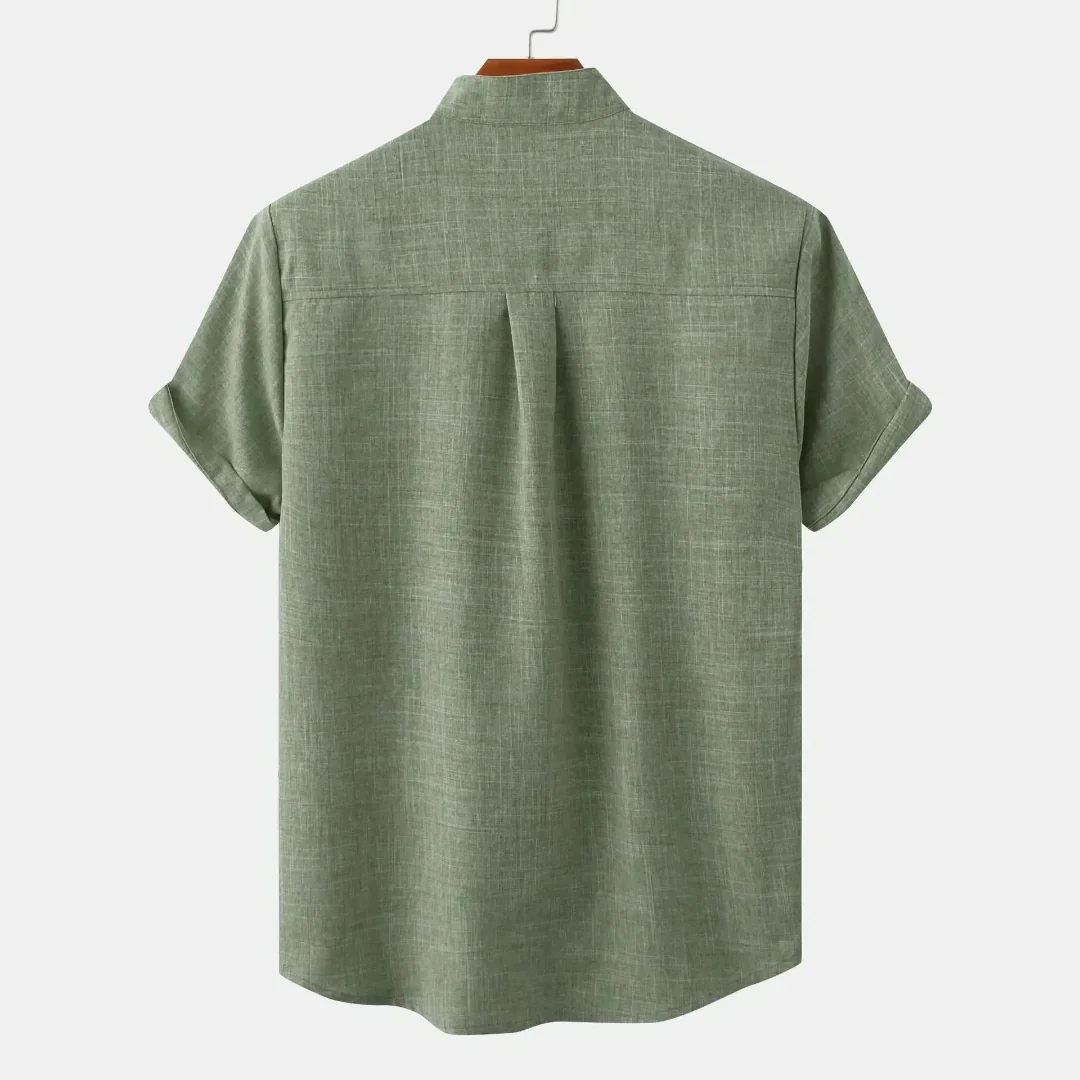 Misael | Neo Mandarin Collar Linen Shirt - Image 2