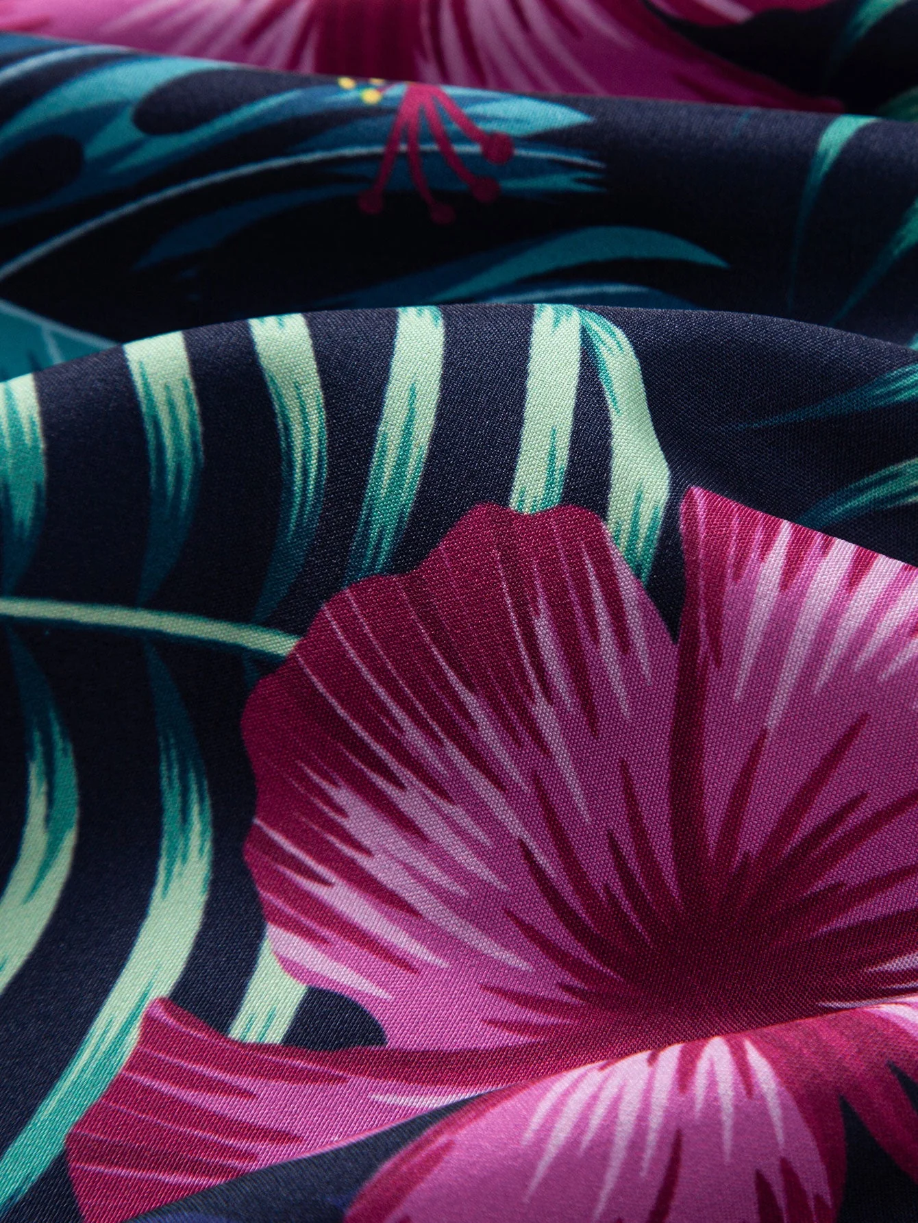 Mitchell® | Tropical Flowers Print Button Up Shirt & Drawstring Swim Shorts - Image 12