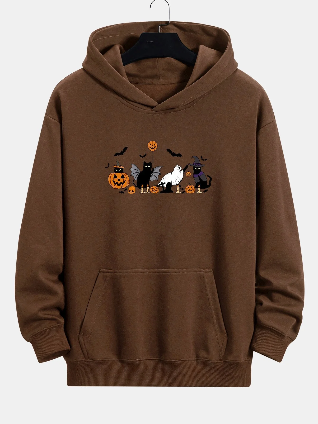 Mohamed | Halloween Pumpkin Black Cat Print Relax Fit Hoodie - Image 3