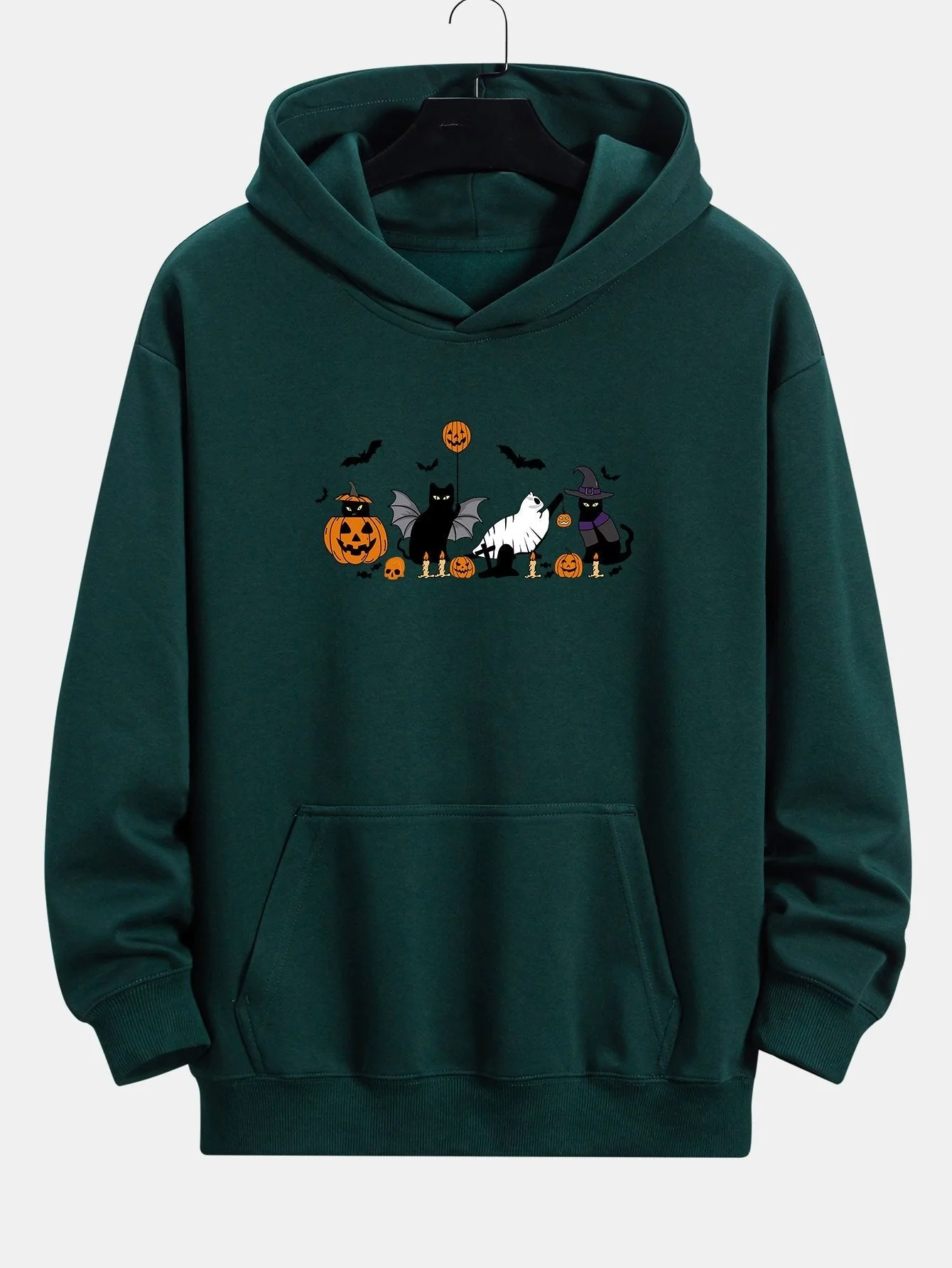 Mohamed | Halloween Pumpkin Black Cat Print Relax Fit Hoodie - Image 4