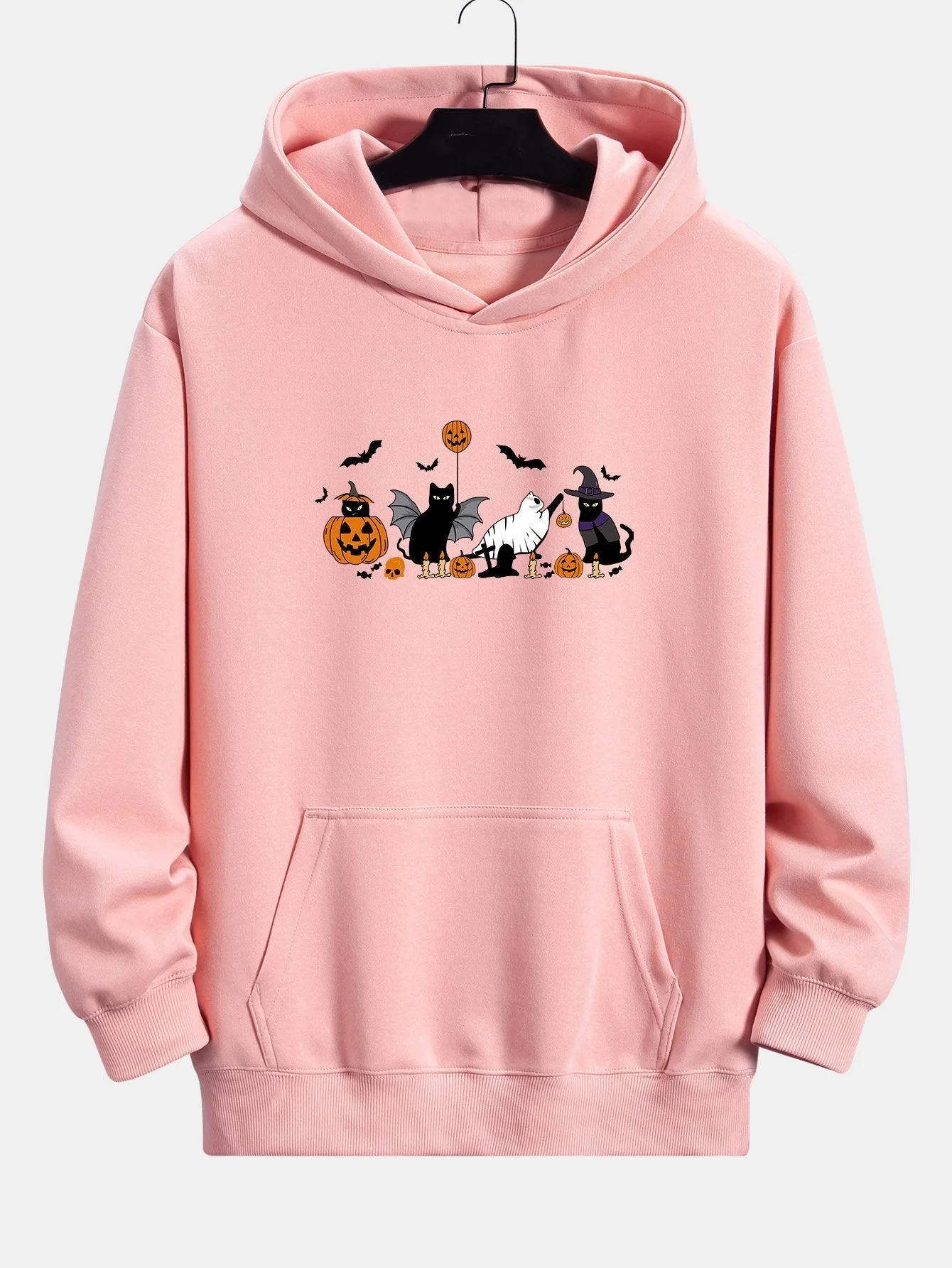 Mohamed | Halloween Pumpkin Black Cat Print Relax Fit Hoodie - Image 7
