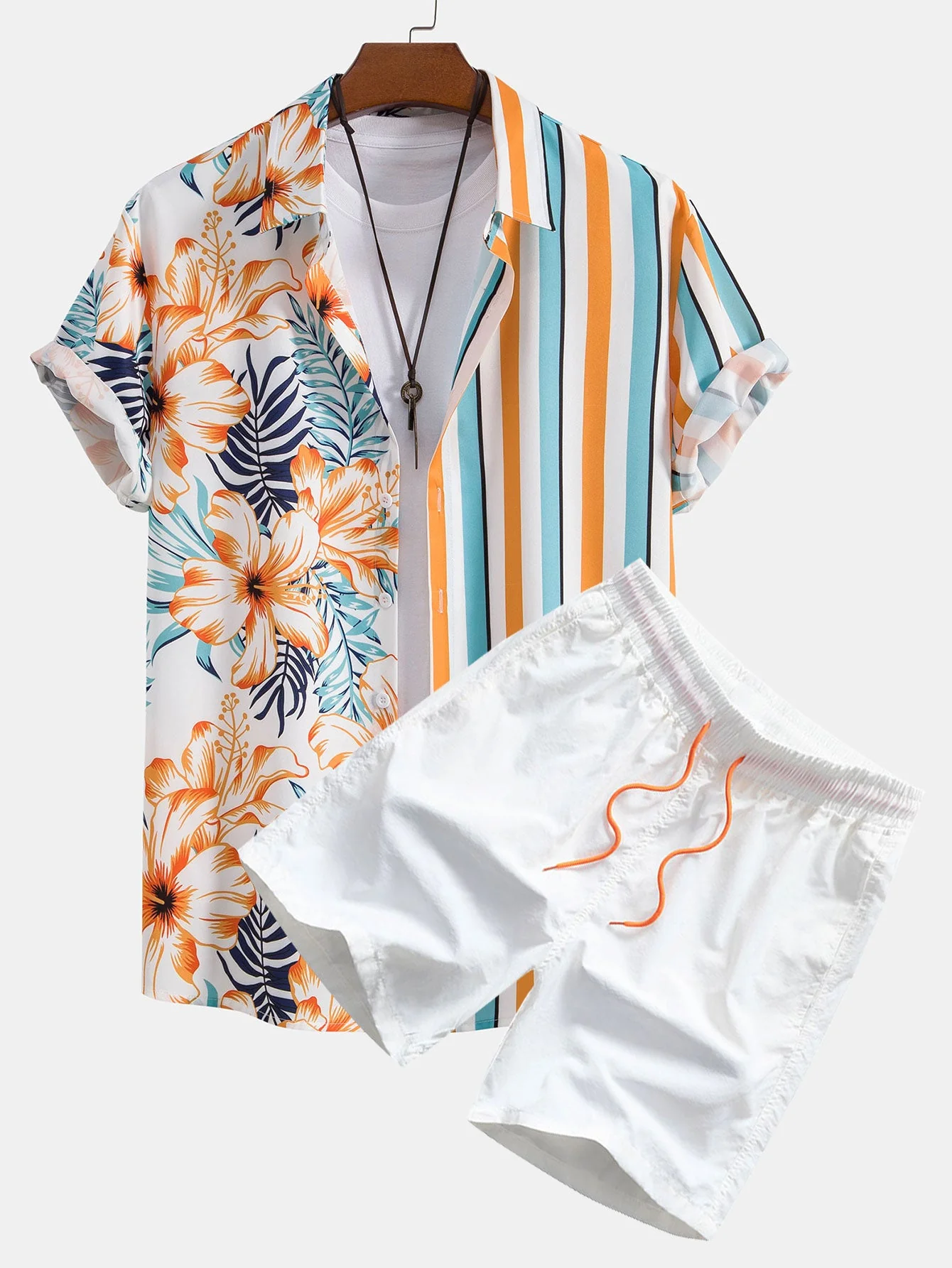 Morris® | Tropical Stripe Panel Shirt & Swim Shorts - Image 2