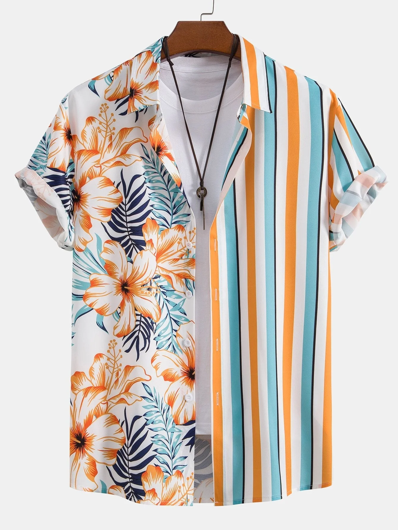 Morris® | Tropical Stripe Panel Shirt & Swim Shorts - Image 3