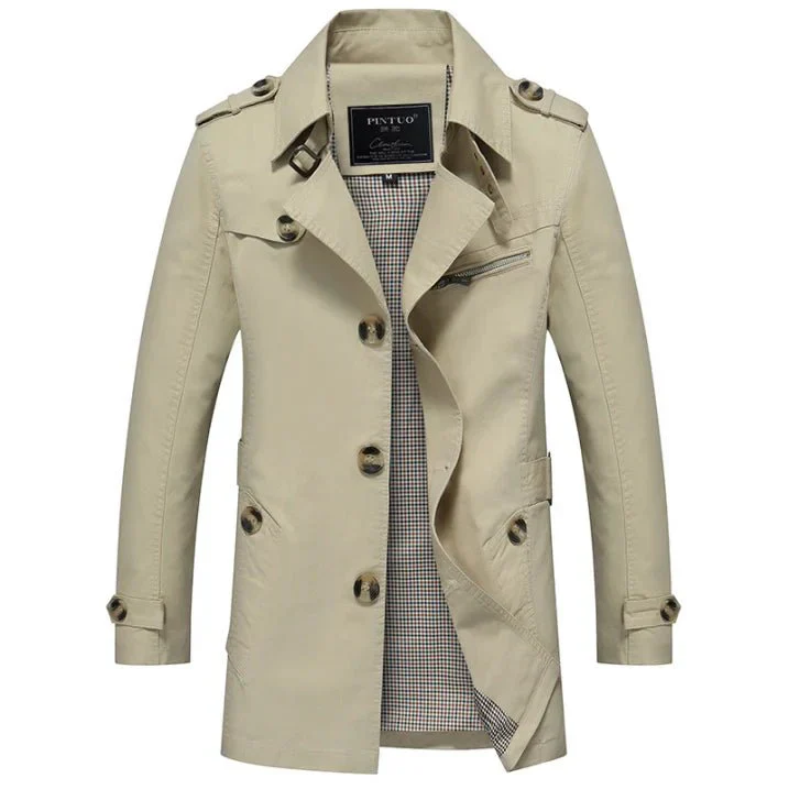 Nabor® | Men’s Trench Coat With Zip Chest Pocket - Image 4