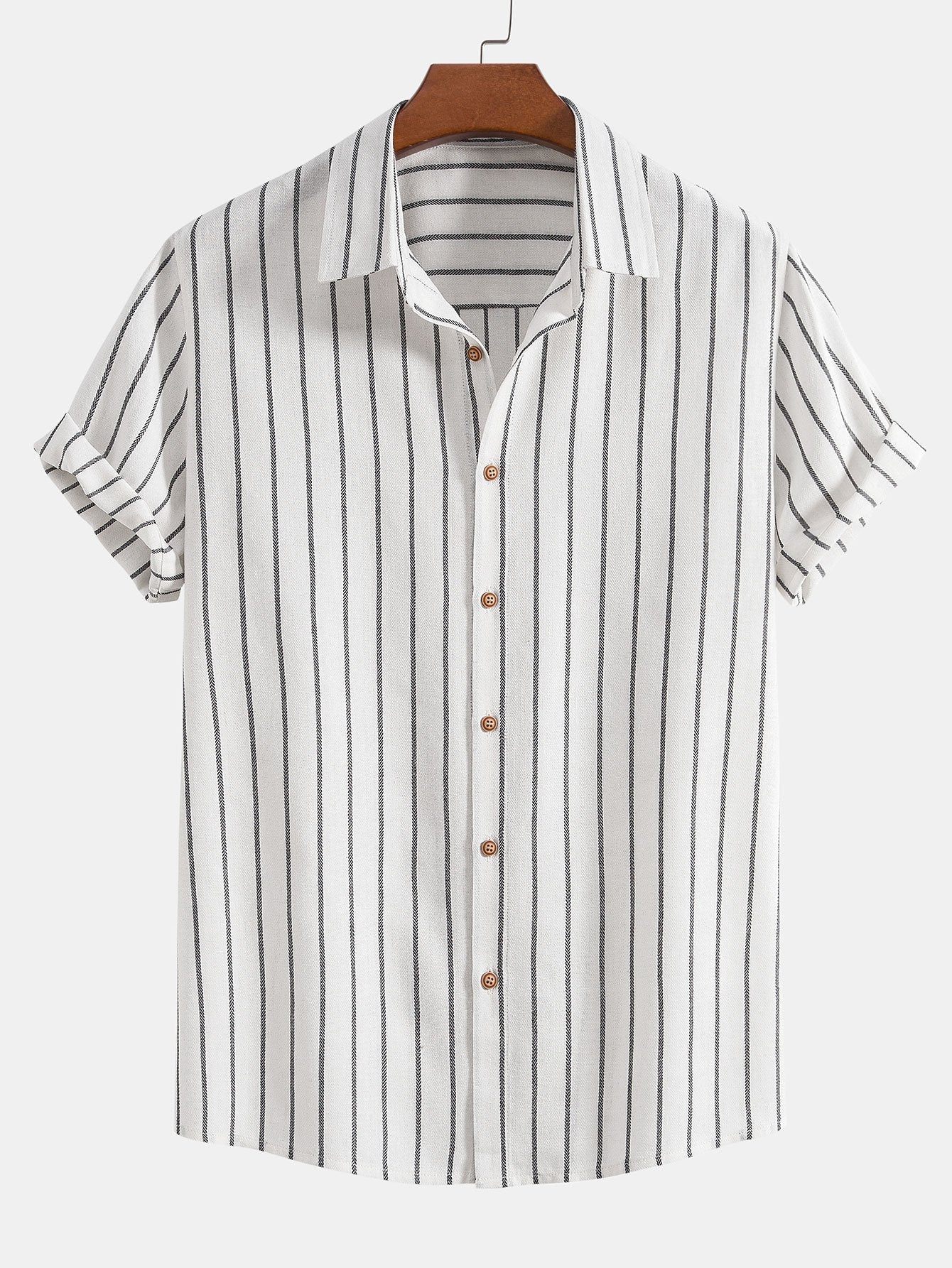 Nataniel® | Cotton Blend Striped Button Up Shirt & Linen Drawstring Shorts - Image 4