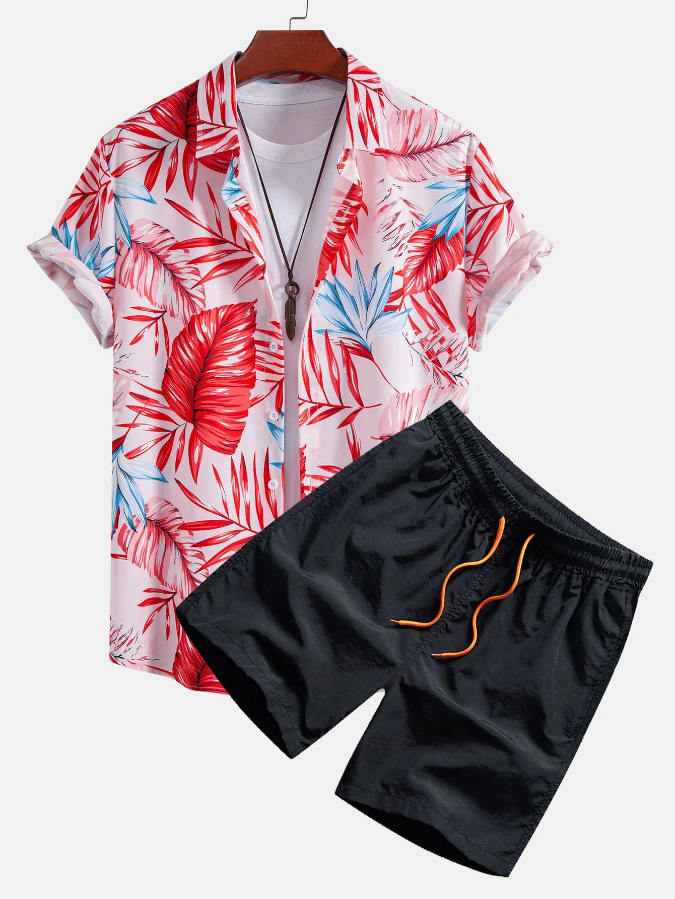 Nathan® | Tropical Print Button Up Shirt & Swim Shorts - Image 2