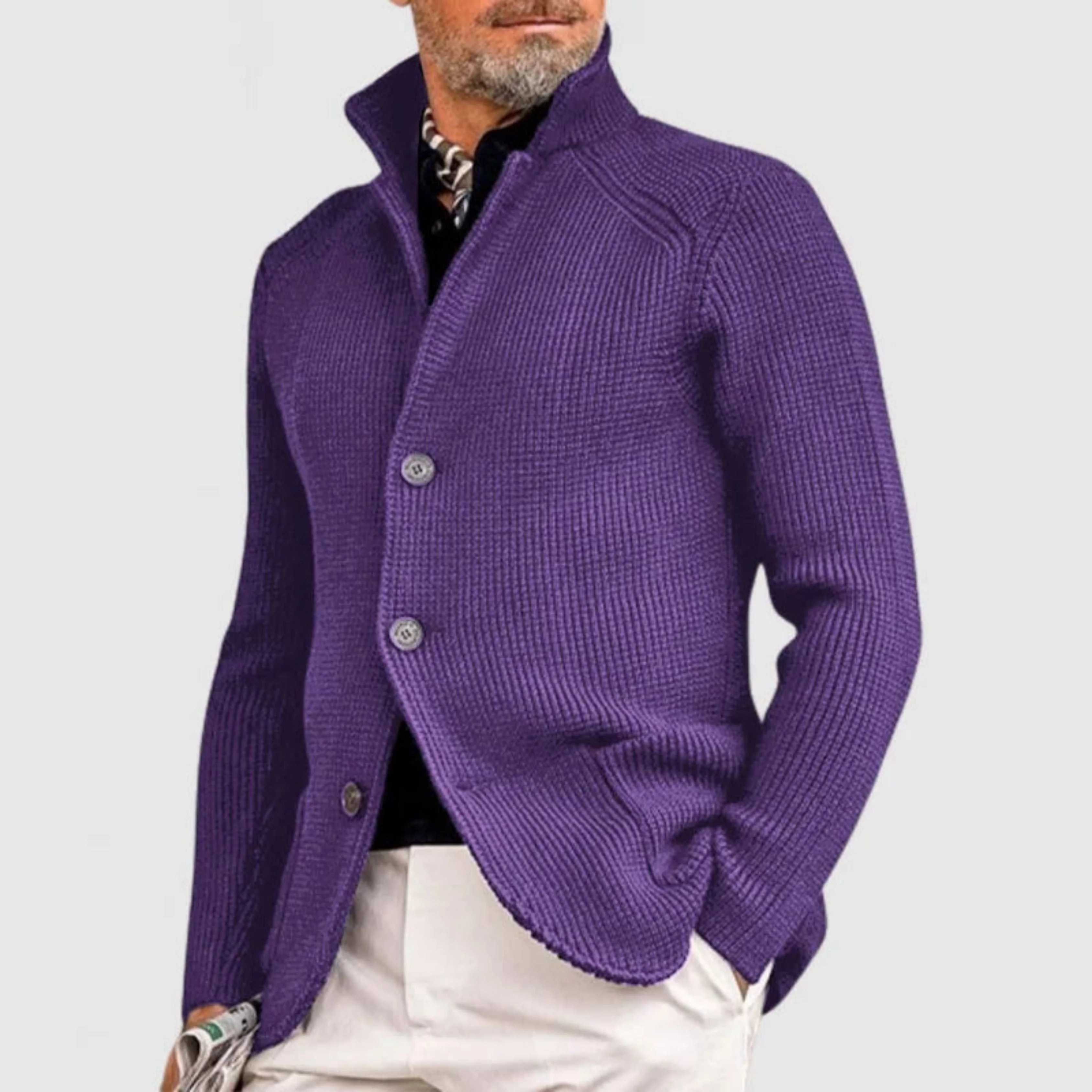 Neil® | Men's cardigan with button placket - Image 4