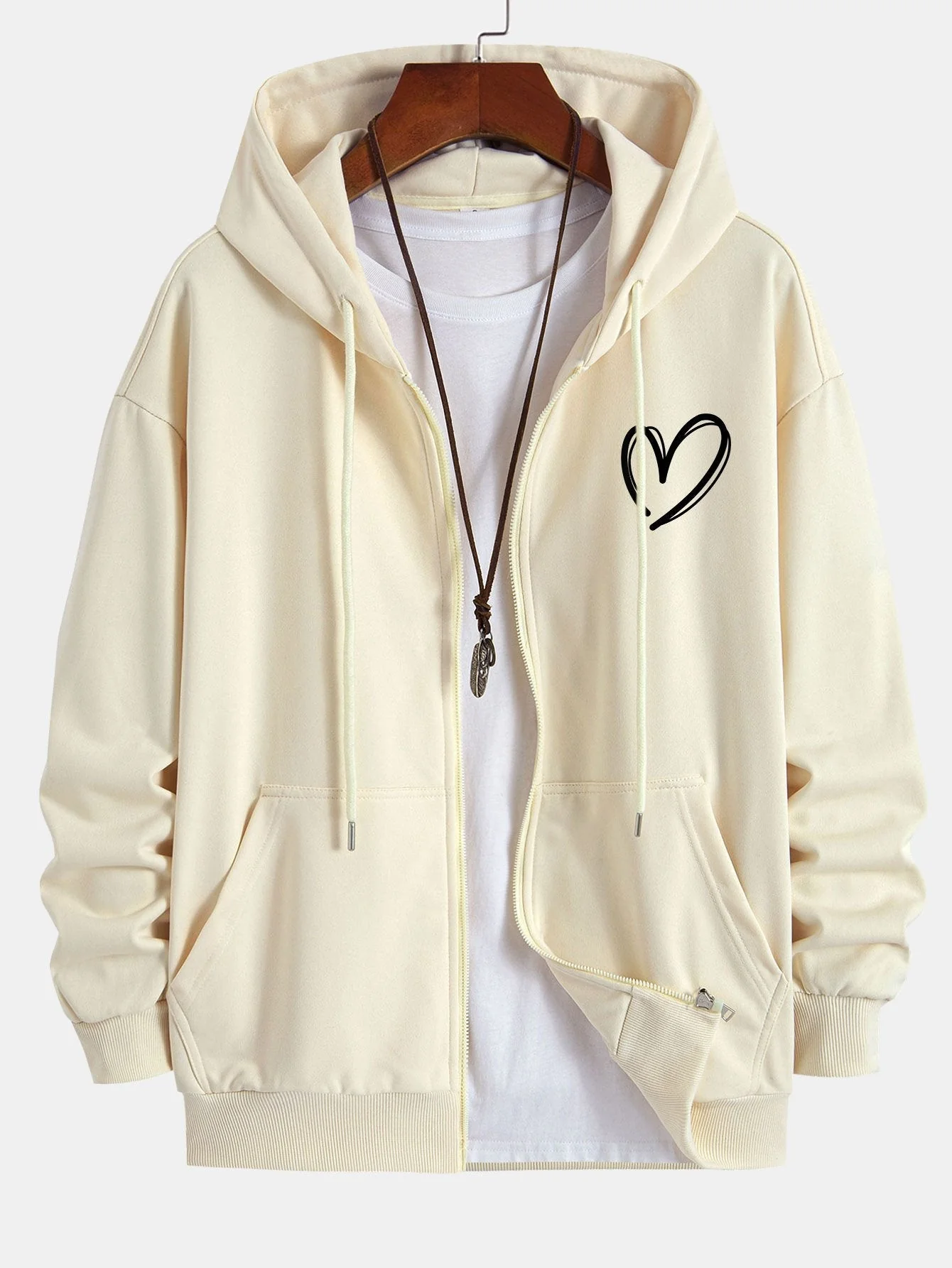 Neo | Heart Print Relax Fit Zip Hoodie - Image 7