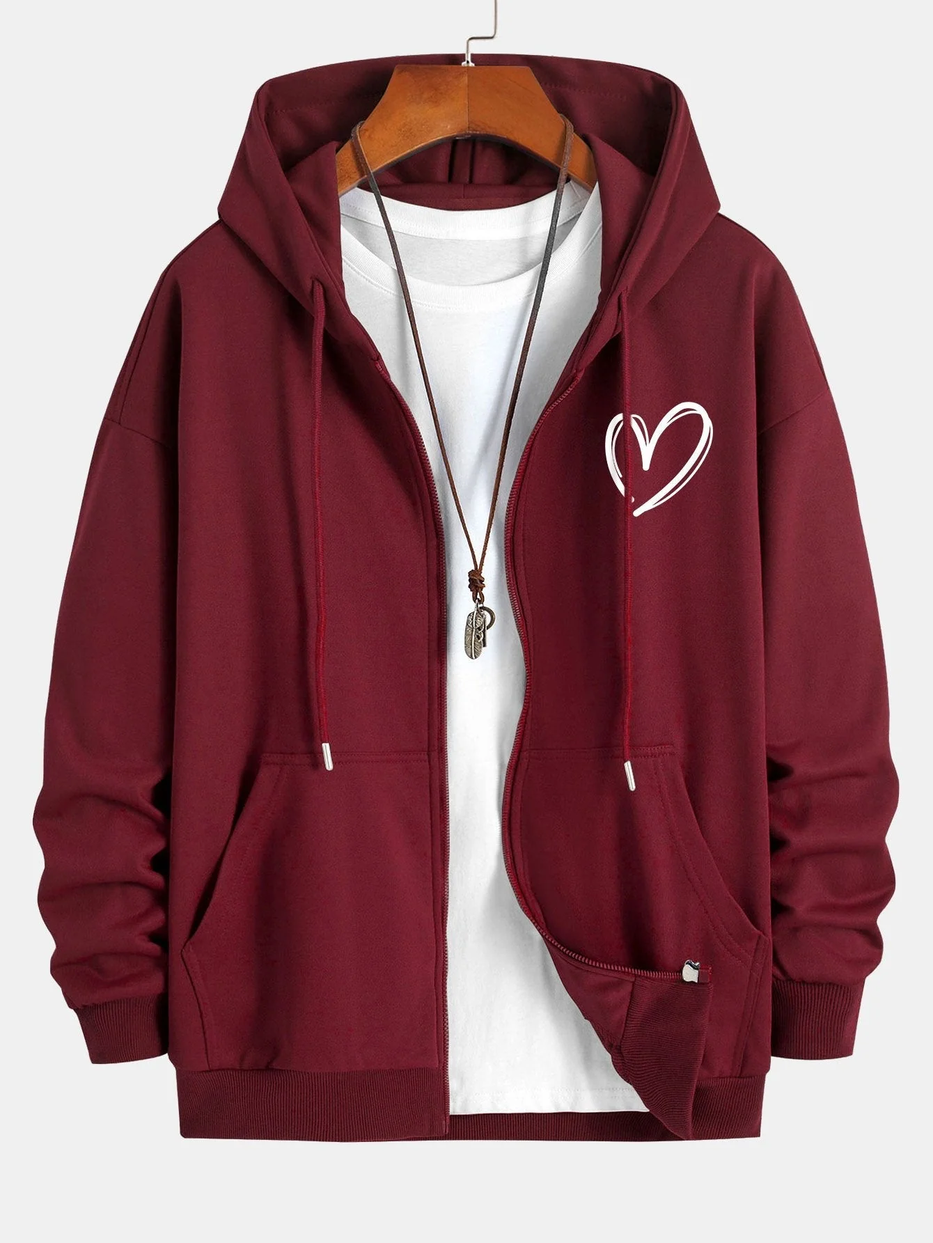 Neo | Heart Print Relax Fit Zip Hoodie - Image 8