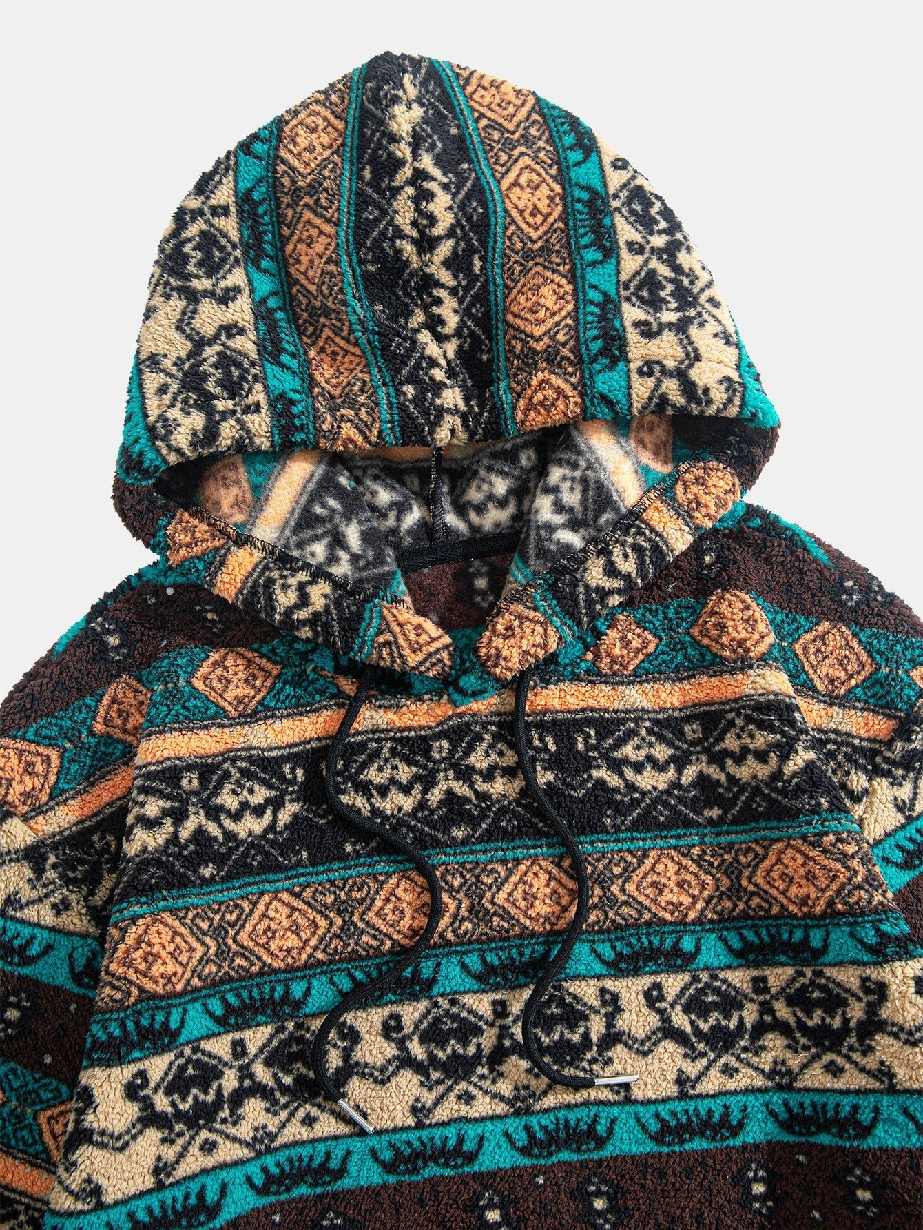 Nestor | Ethnic Geometric Teddy Fleece Hoodie - Image 3