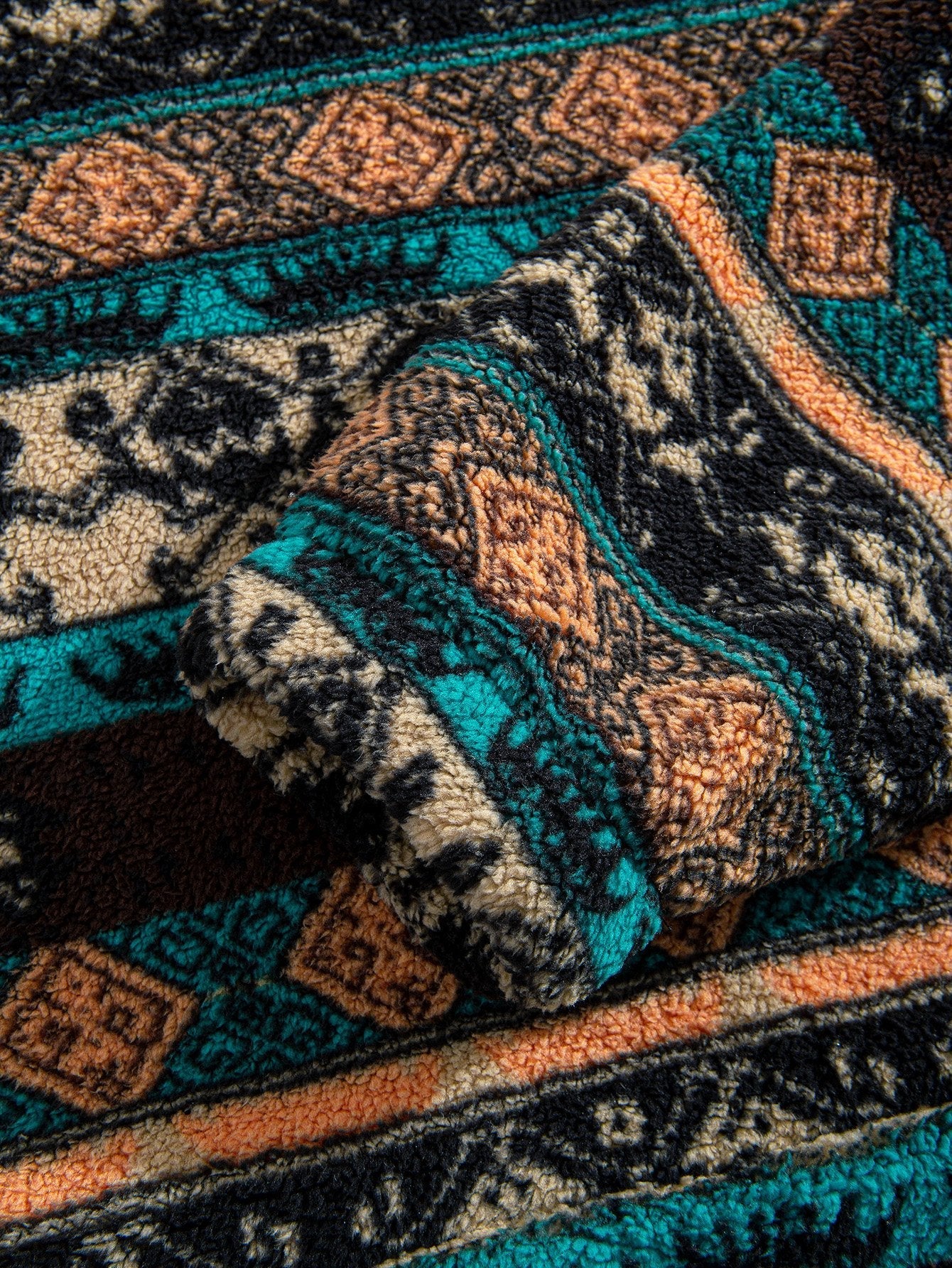 Nestor | Ethnic Geometric Teddy Fleece Hoodie - Image 4