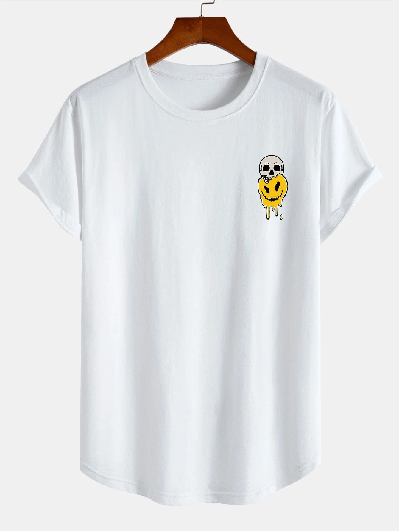 Nico® | Skull Evil Face Print Cotton Arc Hem T-Shirt