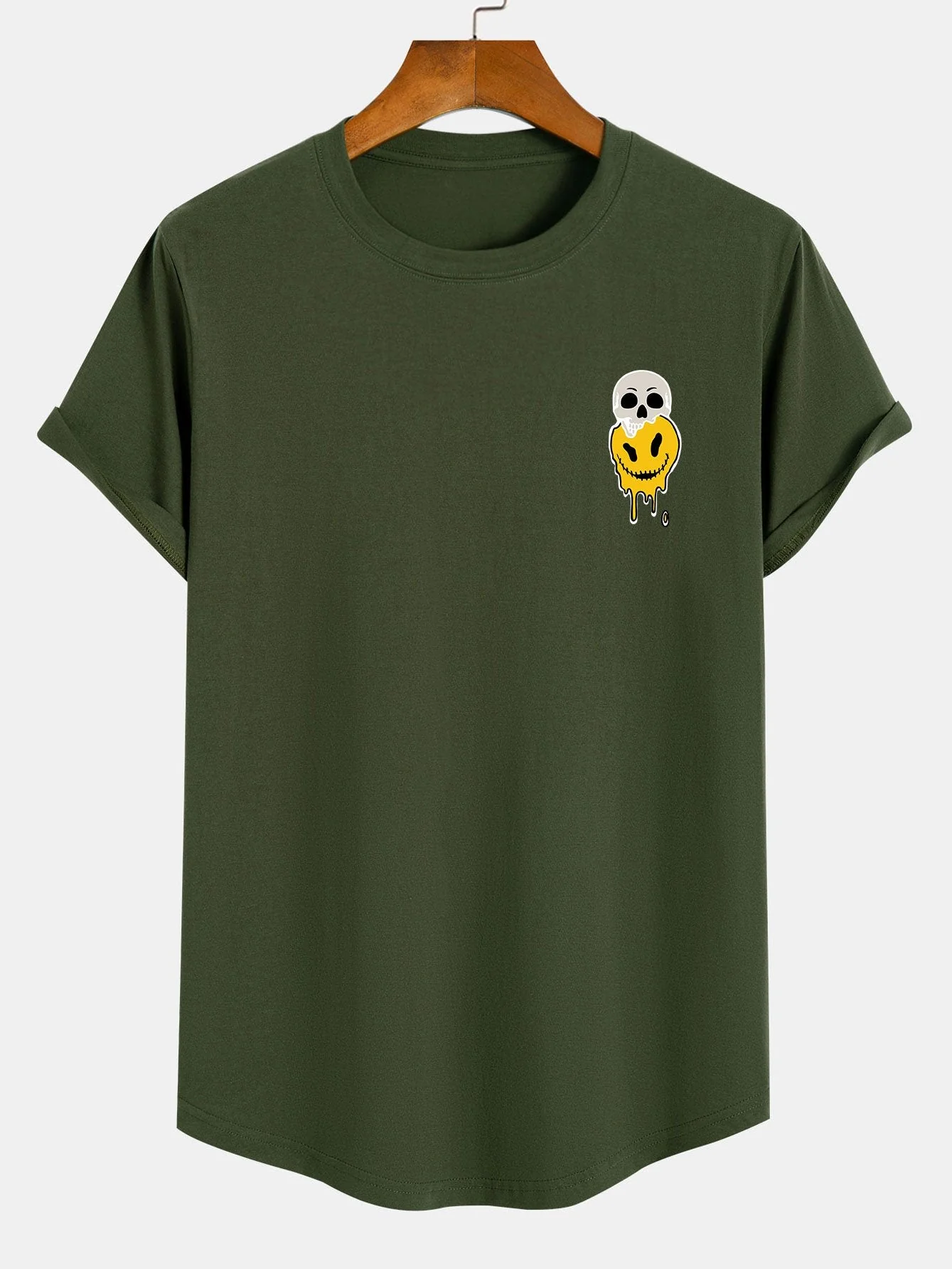 Nico® | Skull Evil Face Print Cotton Arc Hem T-Shirt - Image 4