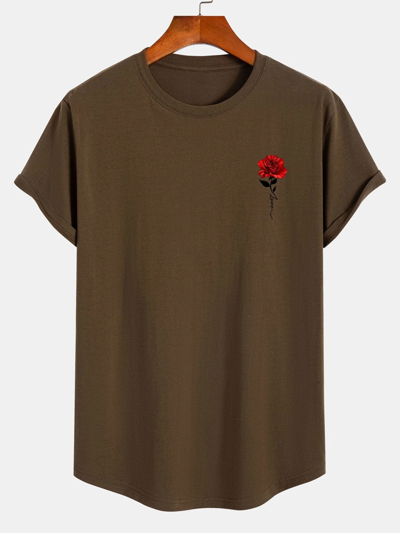 Nigel® | Rose Print Cotton Arc Hem T-Shirt - Image 2