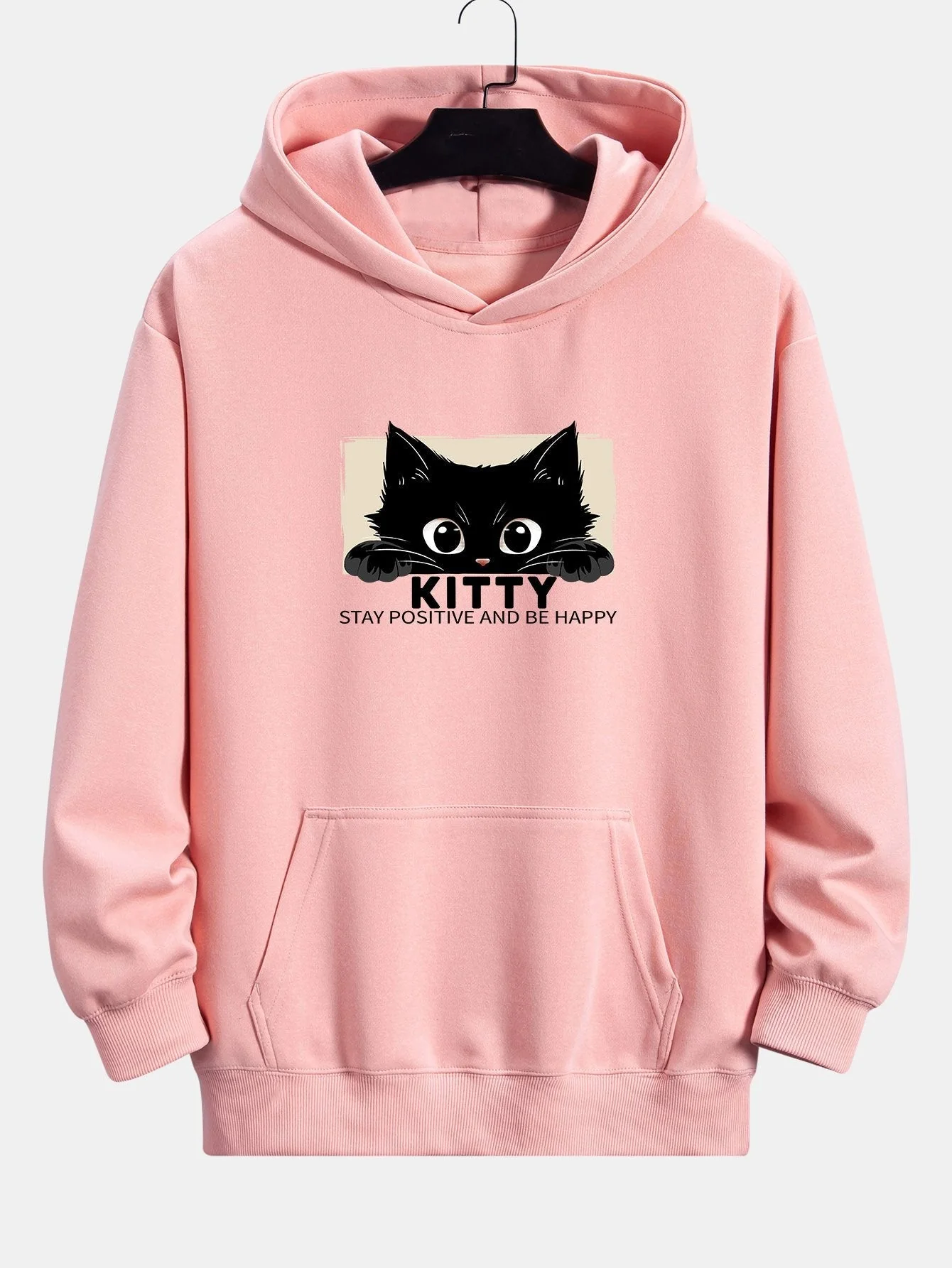 Nigel | Black Cat Print Relax Fit Hoodie - Image 4
