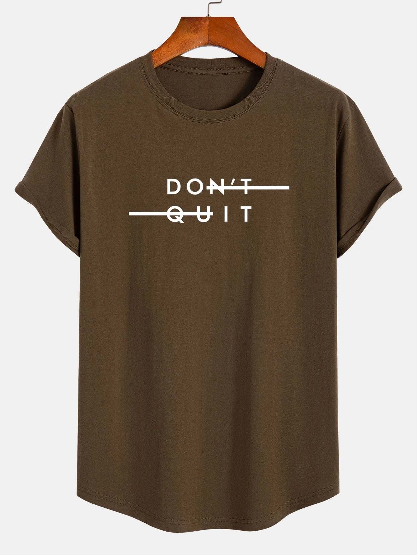 Nilo® | Don'T Quit Print Cotton Arc Hem T-Shirt - Image 3