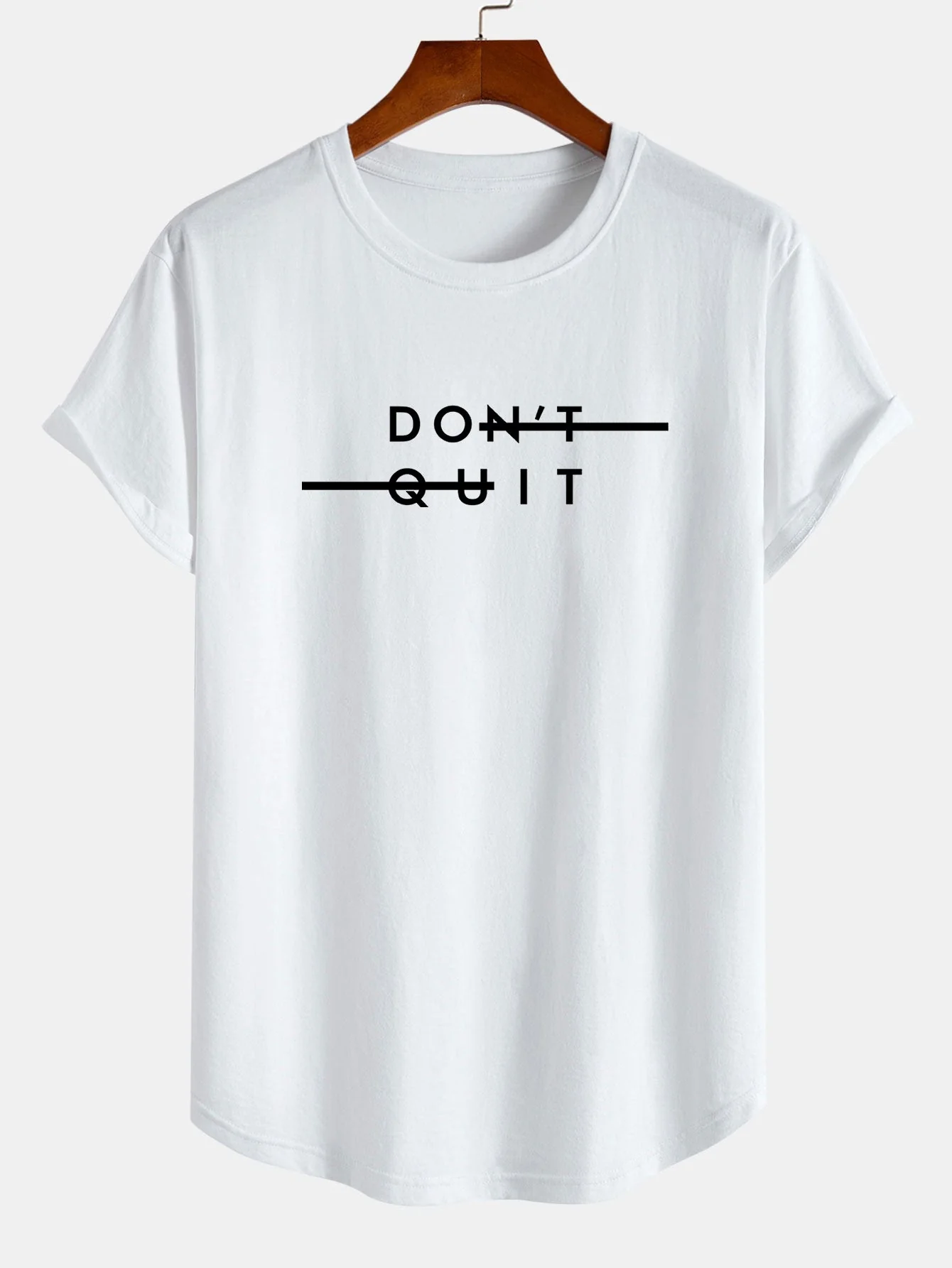 Nilo® | Don'T Quit Print Cotton Arc Hem T-Shirt - Image 5