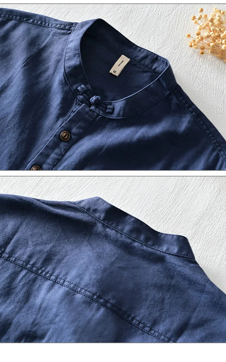 Noah | Short Sleeved Cotton Linen Shirt - Image 13