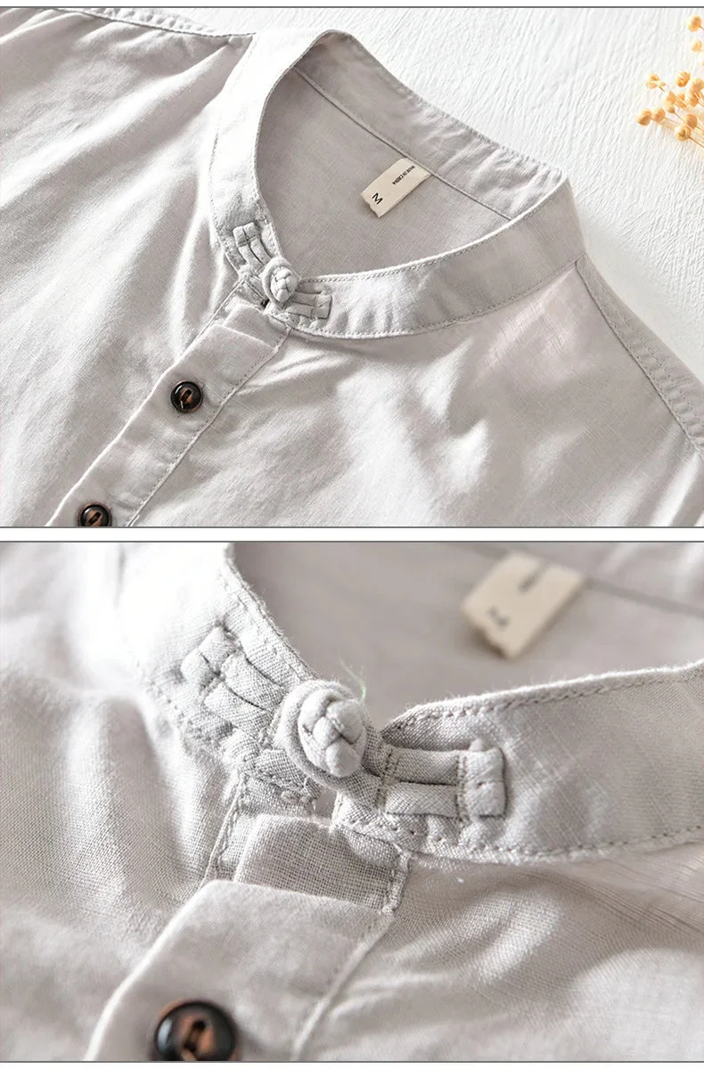 Noah | Short Sleeved Cotton Linen Shirt - Image 15