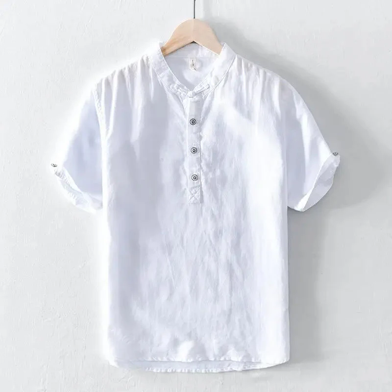 Noah | Short Sleeved Cotton Linen Shirt - Image 2