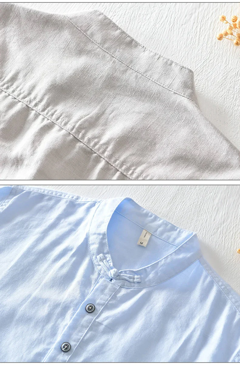 Noah | Short Sleeved Cotton Linen Shirt - Image 9