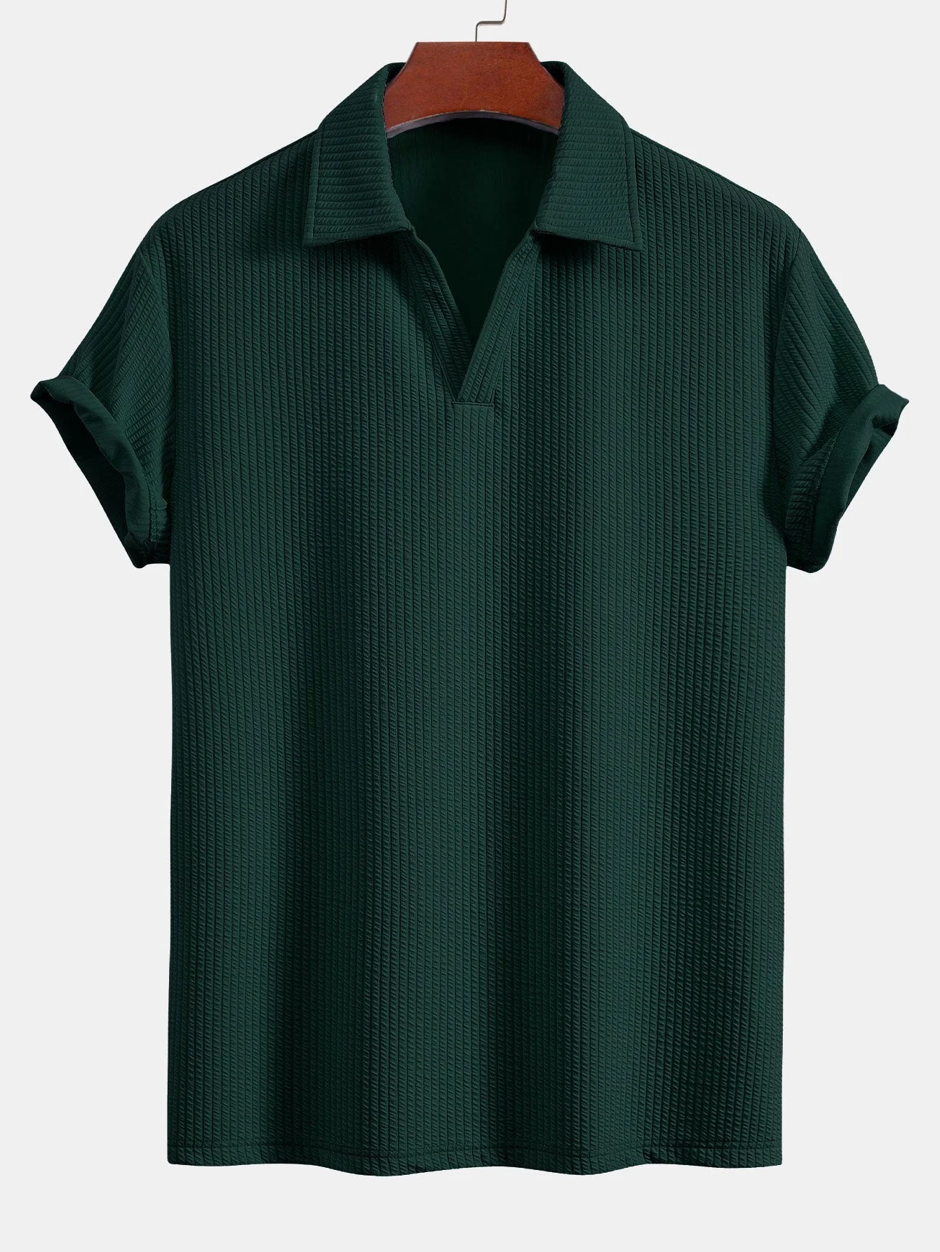 Nolan | Short Sleeved V-Neck Ribbed Polo - Image 6
