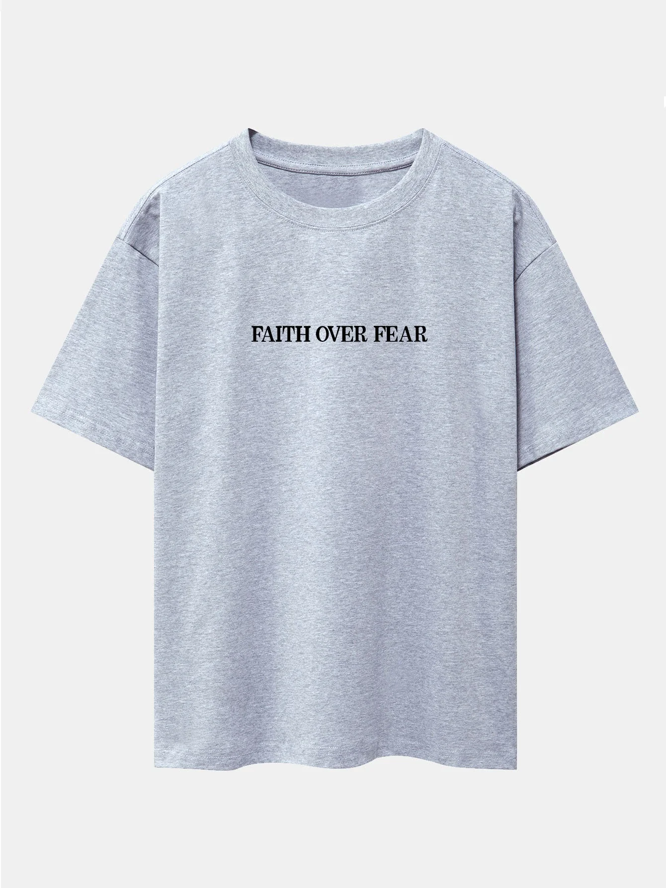 Norberto® | Faith Over Fear Print Drop Shoulder Oversize T-Shirt - Image 16