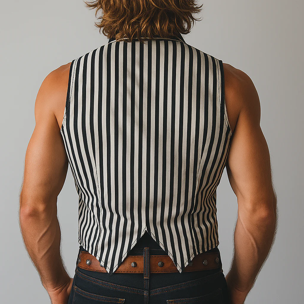 Norman | Men'S Summer Fashion Classic Striped Suit Collar Sleeveless Shirt - Image 3