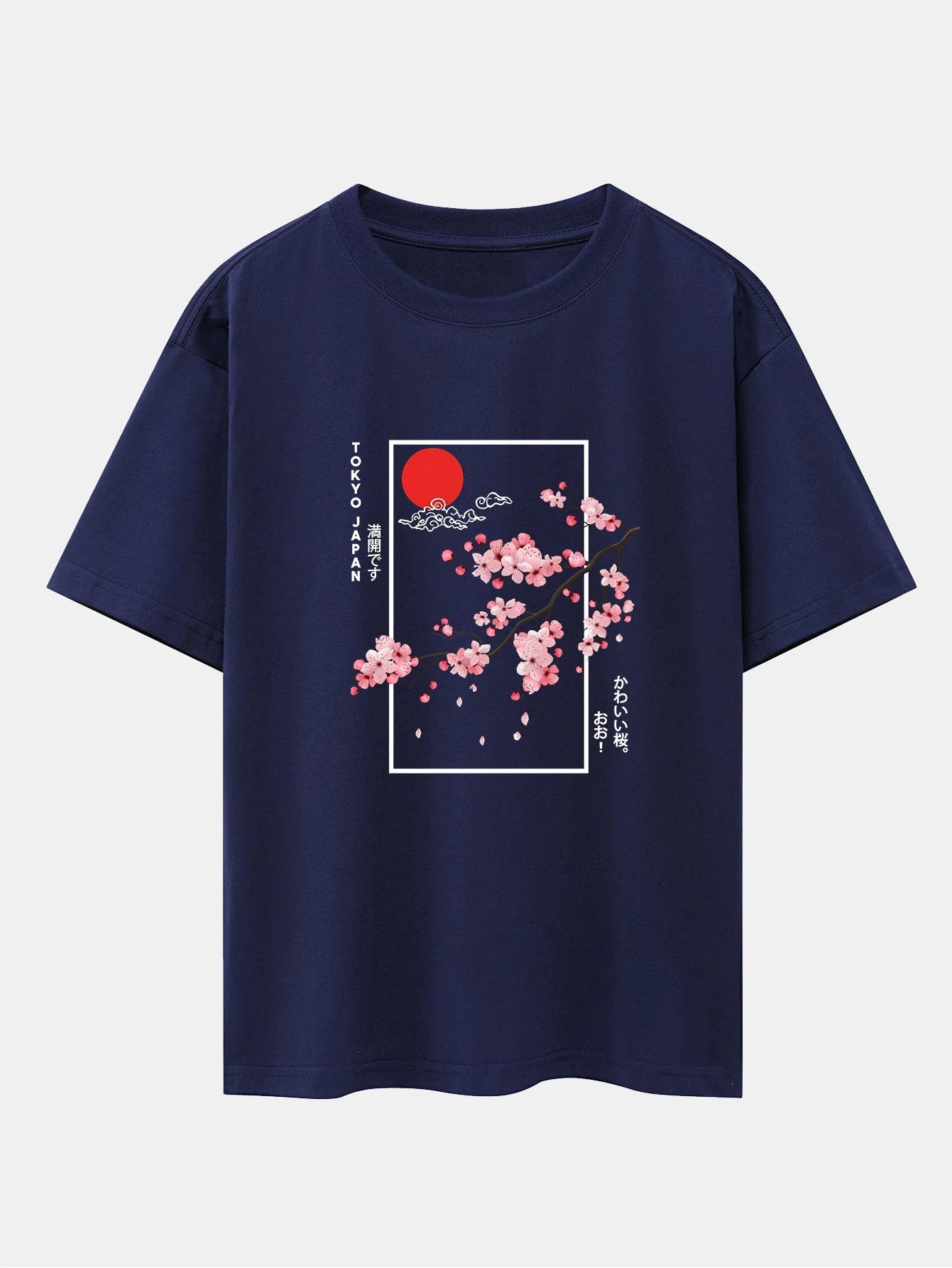 Obdulio® | Cherry Blossom Slogan Print Drop Shoulder Oversize T-Shirt - Image 15