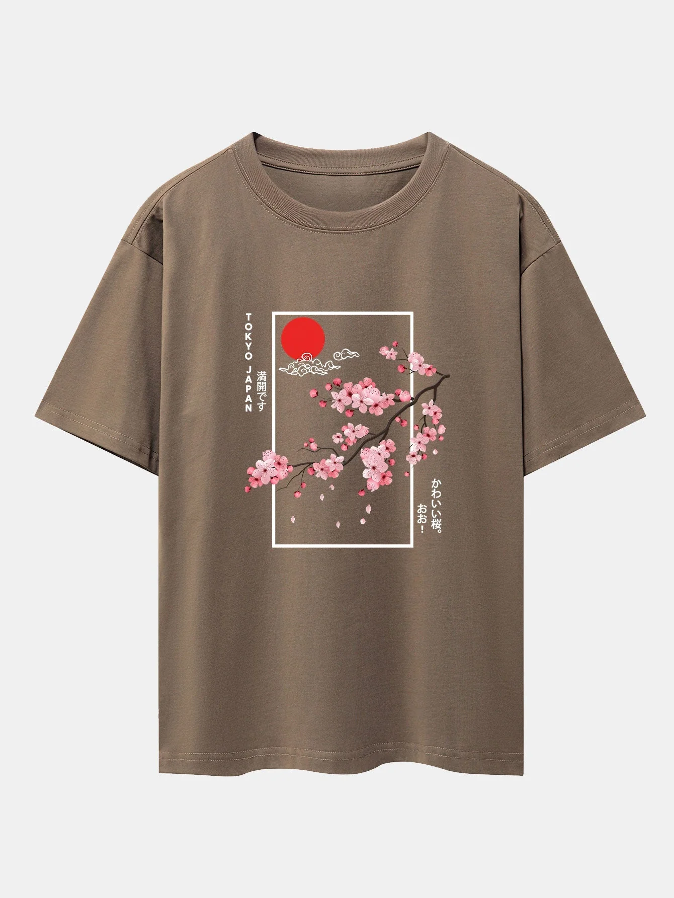 Obdulio® | Cherry Blossom Slogan Print Drop Shoulder Oversize T-Shirt - Image 5