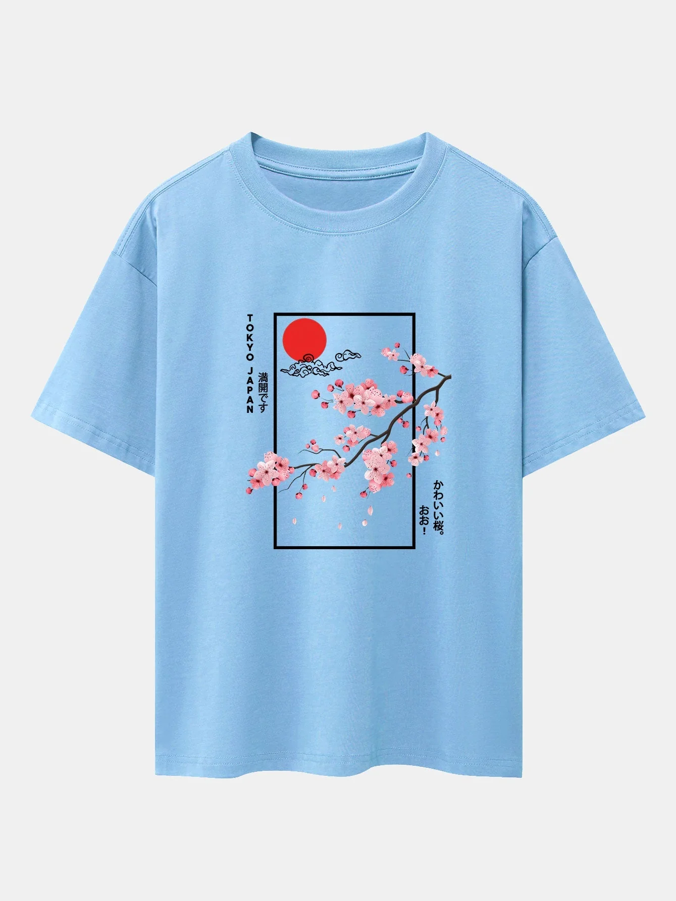 Obdulio® | Cherry Blossom Slogan Print Drop Shoulder Oversize T-Shirt - Image 8