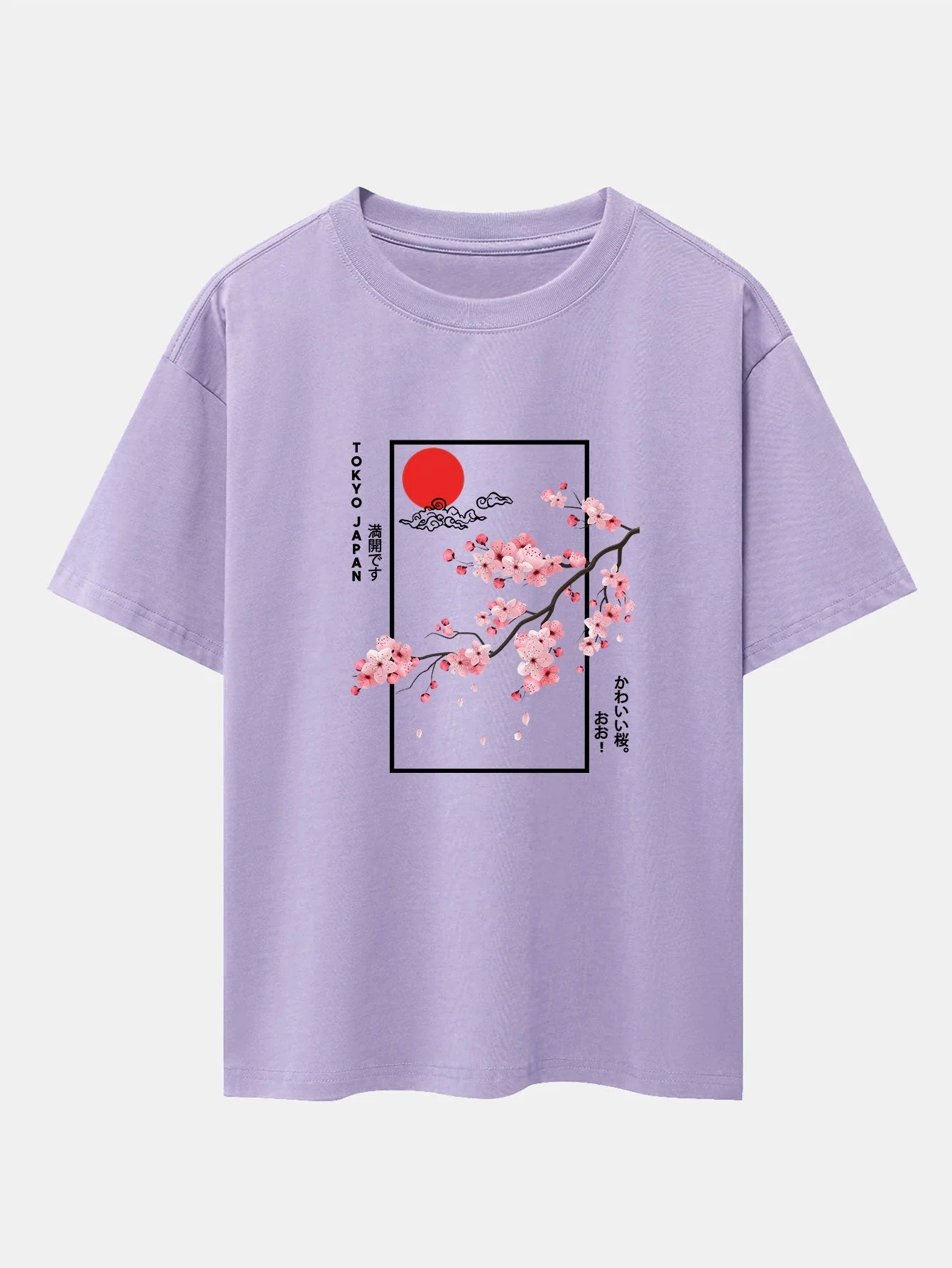 Obdulio® | Cherry Blossom Slogan Print Drop Shoulder Oversize T-Shirt - Image 9