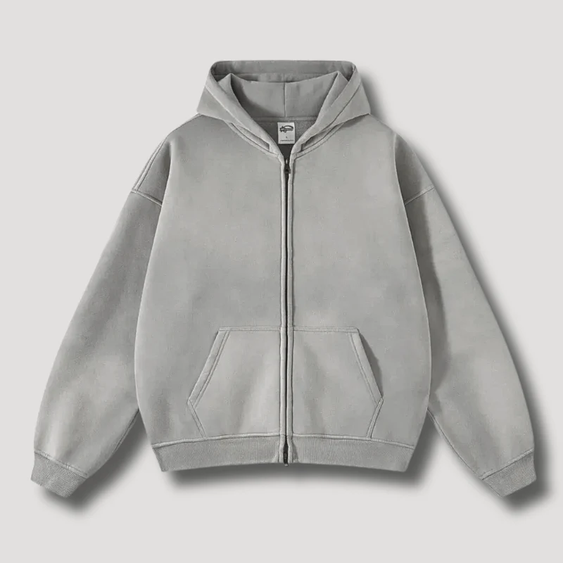 Odiseo | Vintage Solid Zip-Up Hoodie - Image 2