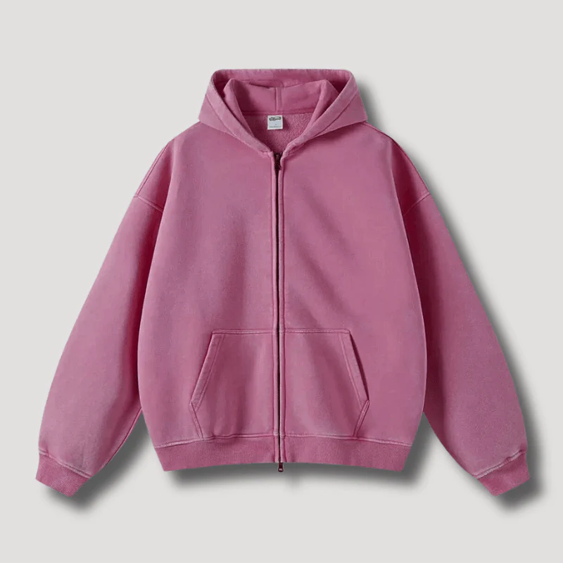 Odiseo | Vintage Solid Zip-Up Hoodie - Image 4