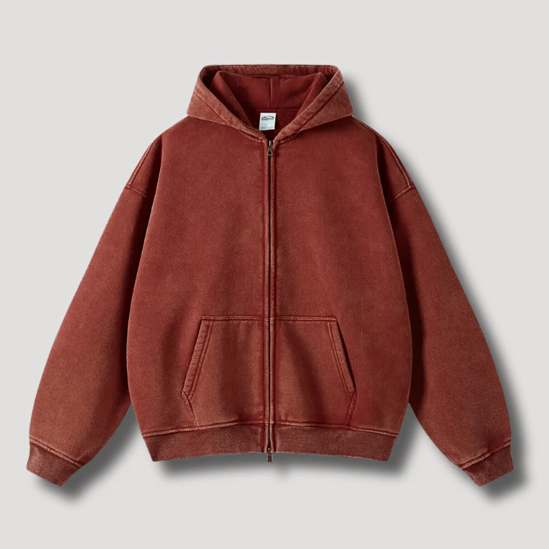 Odiseo | Vintage Solid Zip-Up Hoodie - Image 6